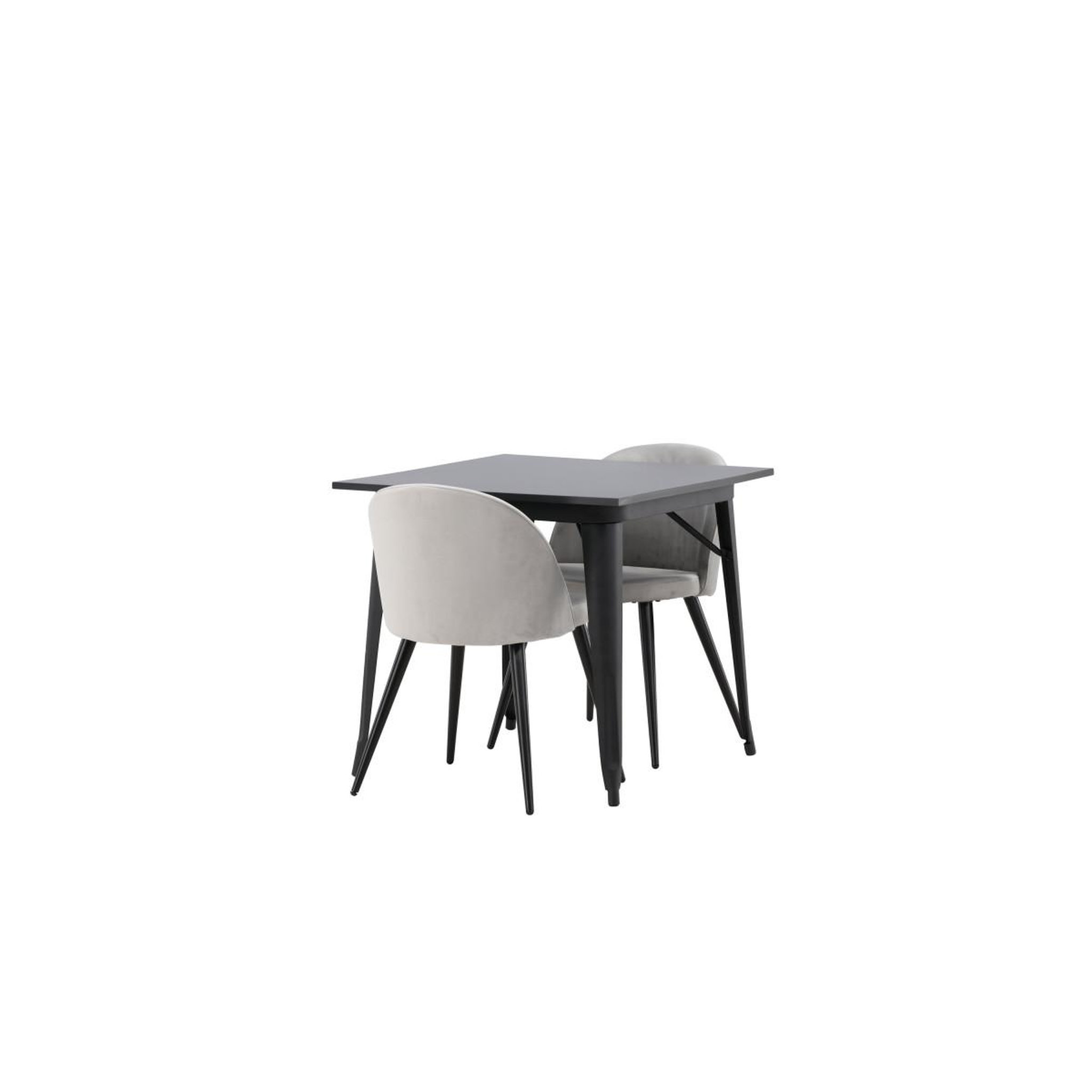 Voir la diapositive 4 : Paris Prix Ensemble table à manger & 2 chaises  tempe & velvet  80cm noir & gris