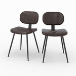 MAISON PAVANE Lot de 2 chaises en cuir marron et pieds en métal noir-Clovis