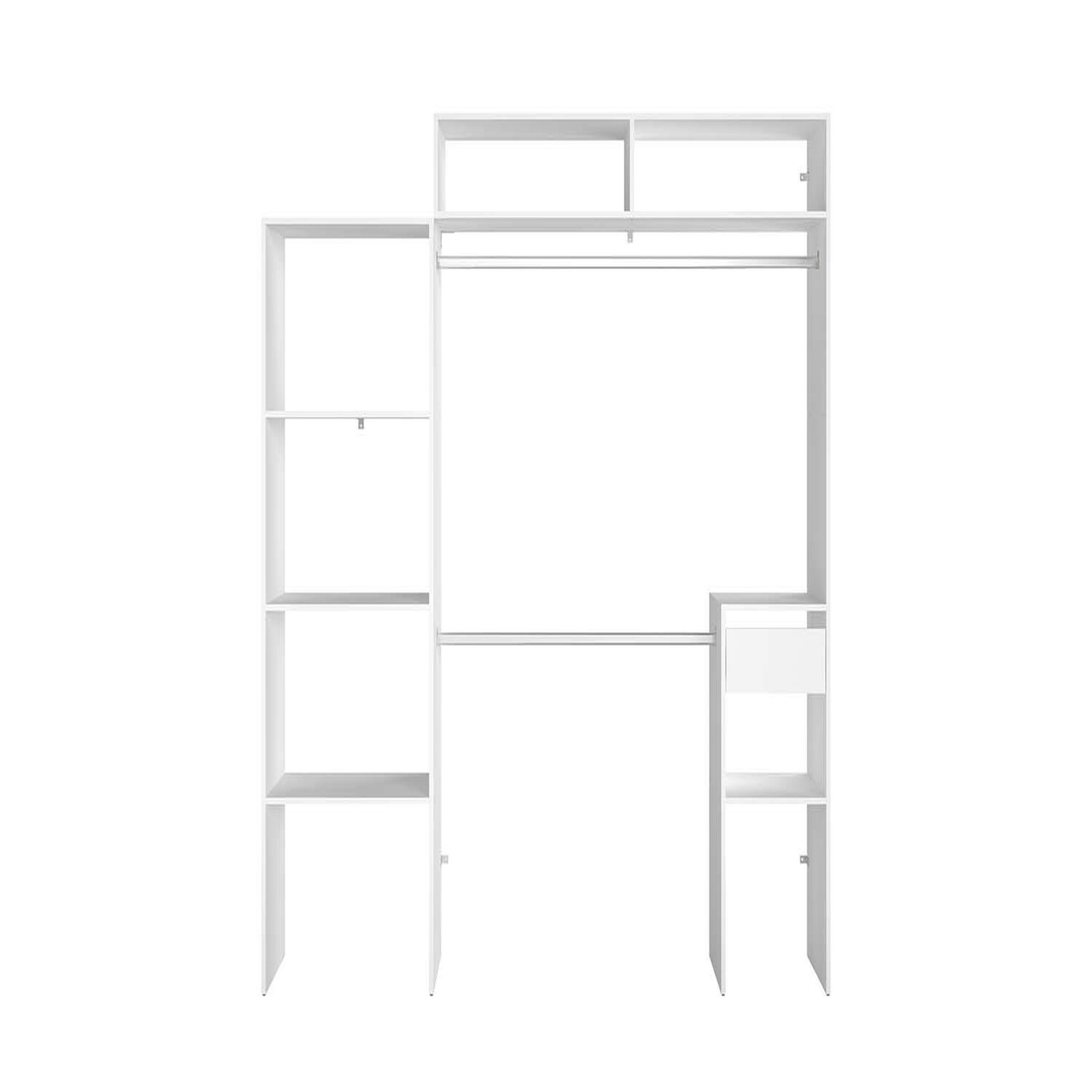 Voir la diapositive 1 : CONCEPT USINE Dressing blanc extensible avec penderie étagères et tiroirs elysee