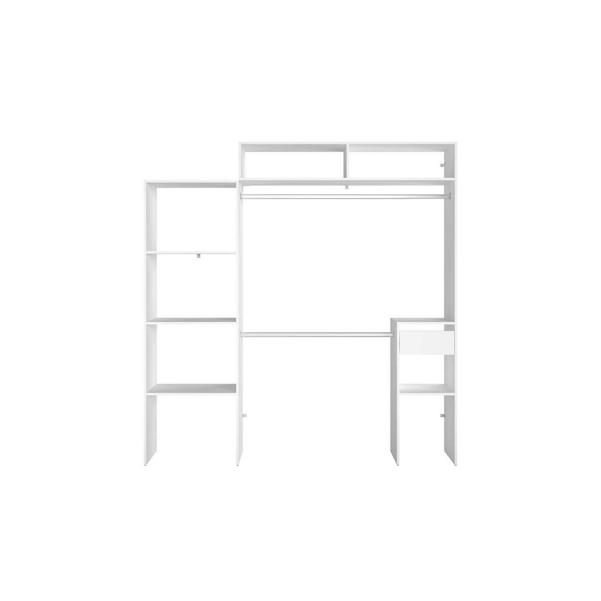 CONCEPT USINE Dressing blanc extensible avec penderie, étagères et tiroirs ELYSEE