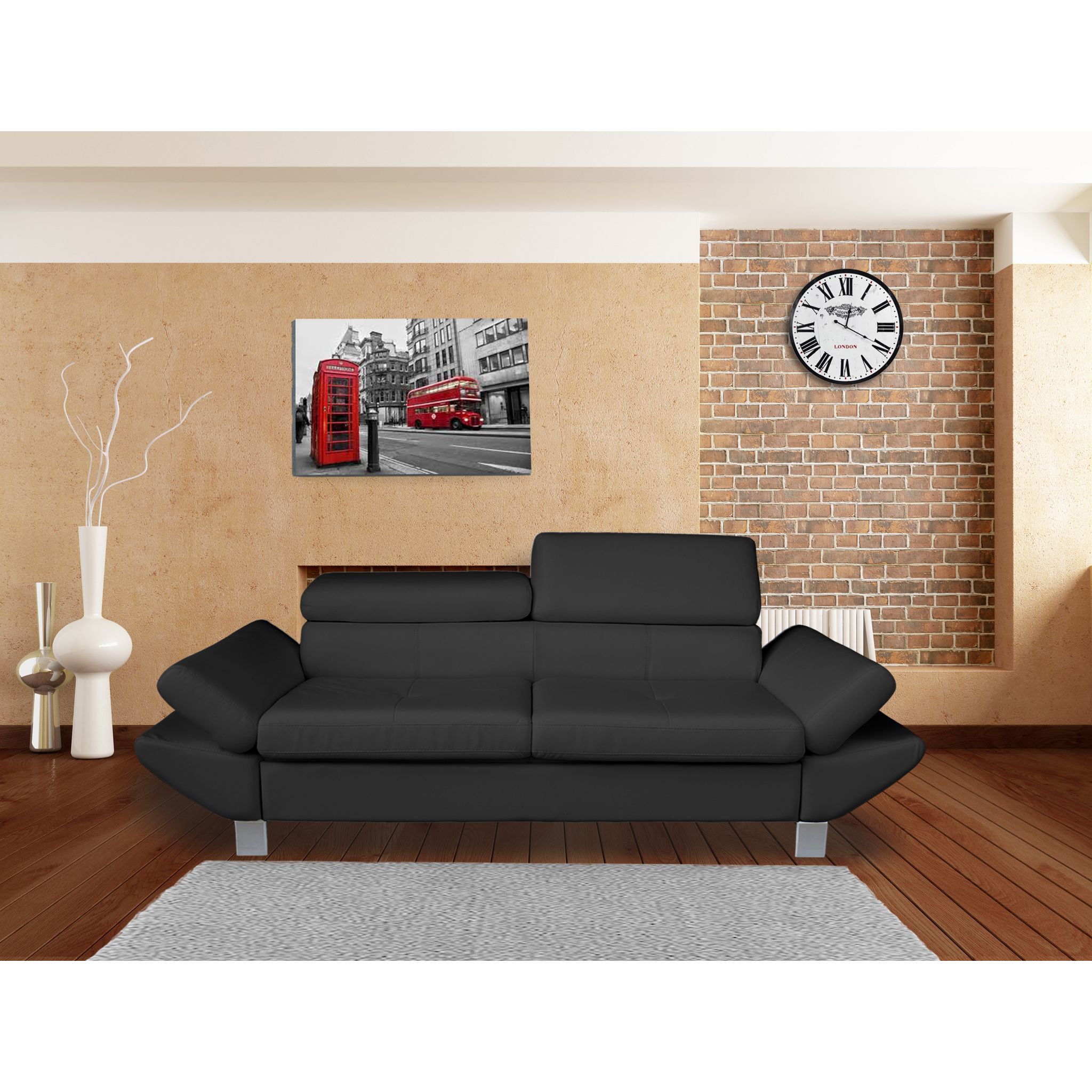 Canapé fixe VERONIQUE 2 ou 3 places, tétières et accoudoirs réglables. Coloris disponibles : Gris