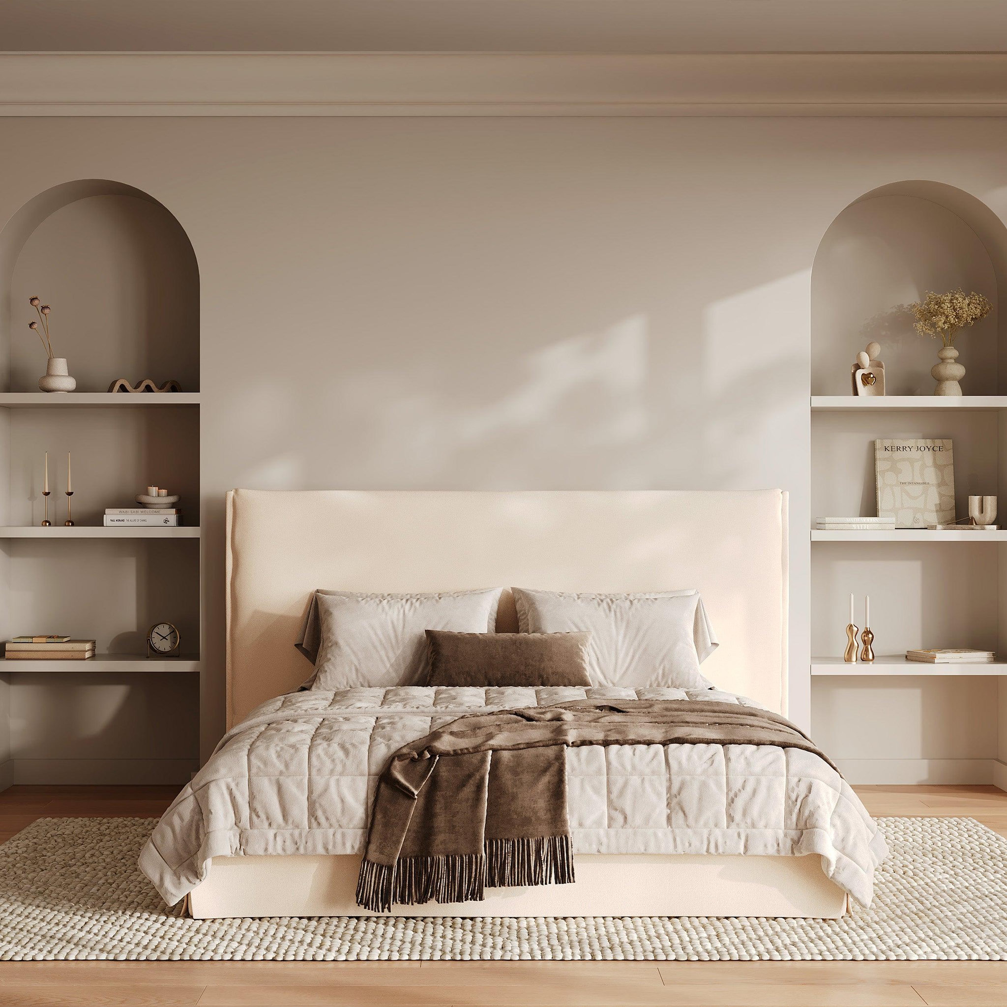 Voir la diapositive 5 : MAISON PAVANE Lit coffre 160x200 cm en tissu blanc déhoussable-safia