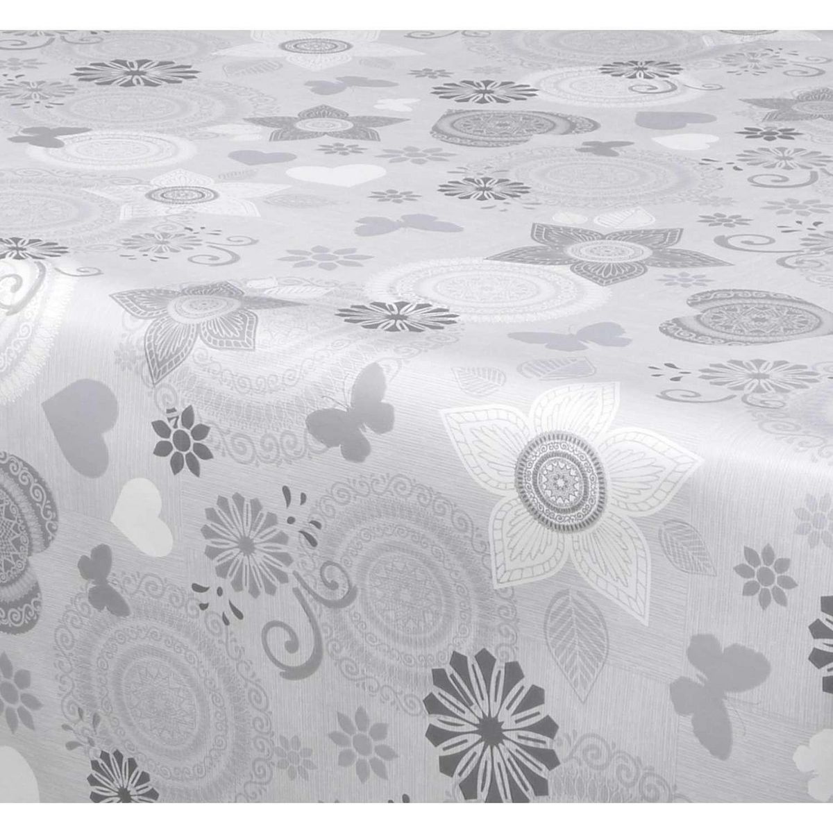 HABITABLE Nappe en toile cirée rectangulaire Paco - 140 x 200 cm - Gris