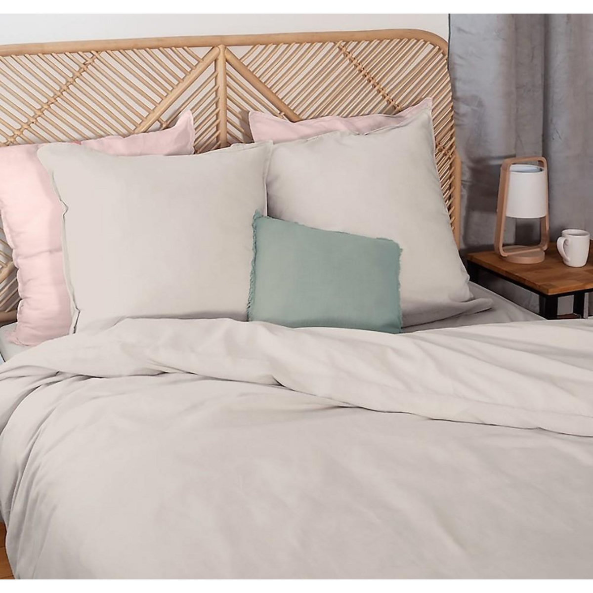 Home collection Parure housse de couette 100% lin et coton lavé 57 fils - dune