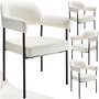 Voir la diapositive 1 : tectake Fauteuil rembourré Tissu blanc cassé/noir Lot de 4