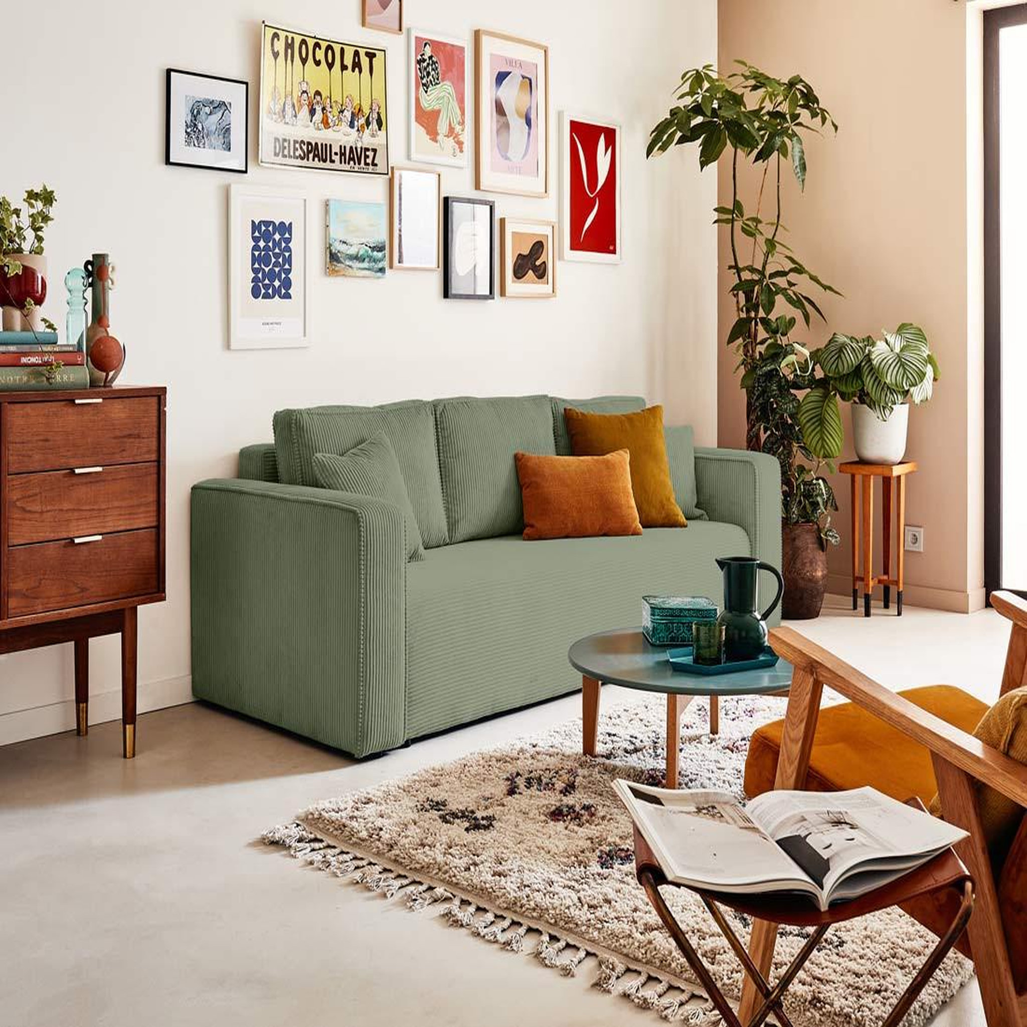 Voir la diapositive 5 : BEST MOBILIER Topaze - canapé 3 places - convertible avec coffre - en velours côtelé
