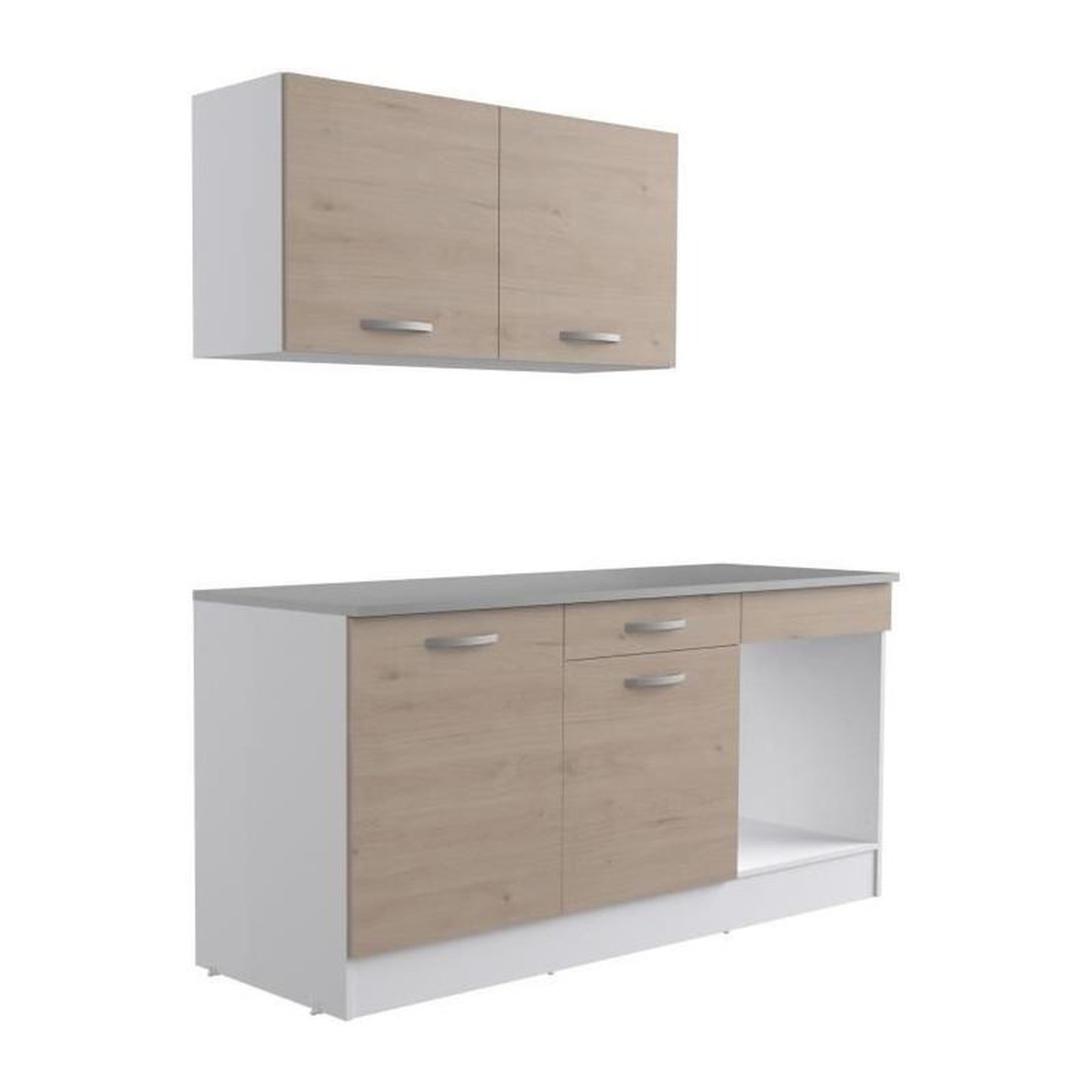Voir la diapositive 3 : EKIPA Cuisine complete OSLO - L 180cm - Chene - Plan de travail inclus