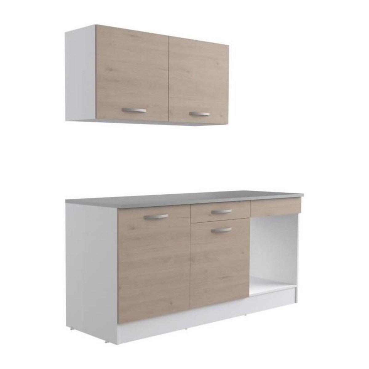 EKIPA Cuisine complete OSLO - L 180cm - Chene - Plan de travail inclus