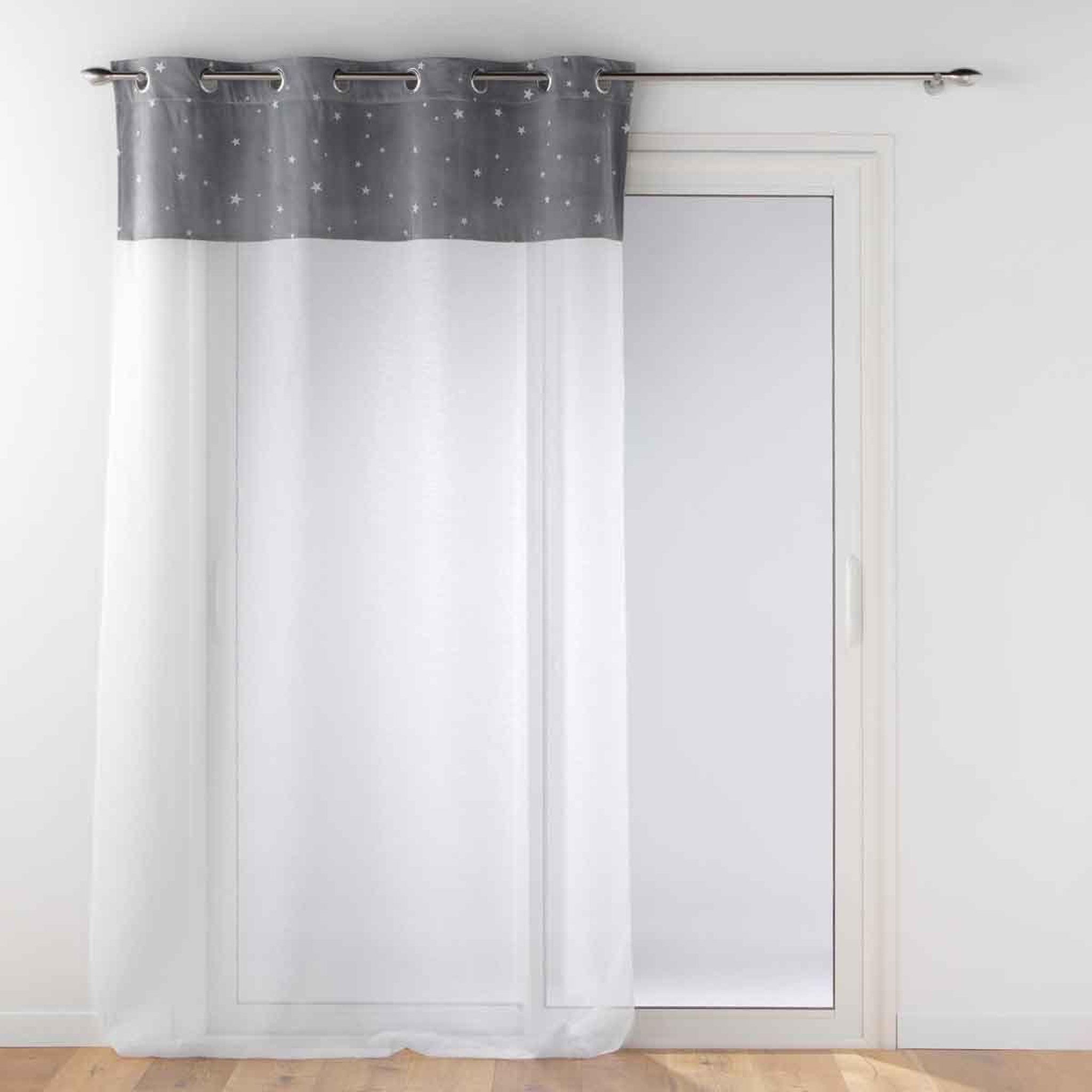 Douceur d'Intérieur Rideau Voilage Phosphorescent  Moonlight  140x240cm Gris