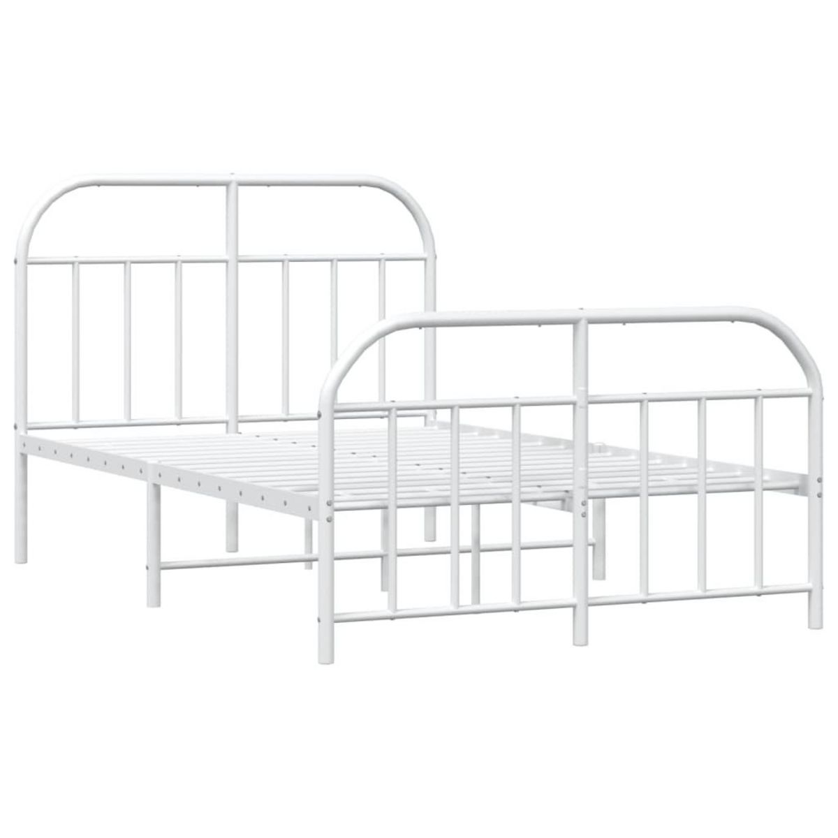 VIDAXL Cadre de lit metal sans matelas et pied de lit blanc 120x190 cm