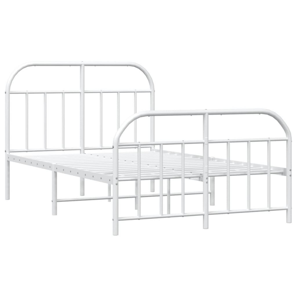 VIDAXL Cadre de lit metal sans matelas et pied de lit blanc 120x190 cm