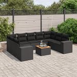 VIDAXL Salon de jardin 10 pcs avec coussins noir resine tressee