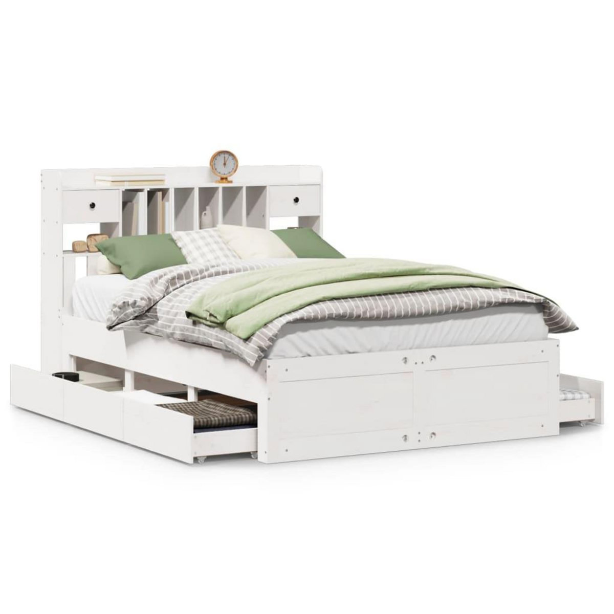 VIDAXL Lit bibliotheque sans matelas blanc 140x200 cm bois pin massif