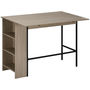 Voir la diapositive 4 : HOMCOM Table de bar extensible design industriel - 3 étagères intégrées - châssis métal noir panneaux particules aspect bois gris