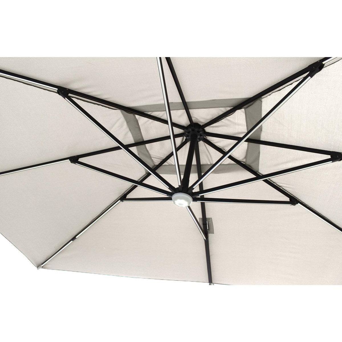 CONCEPT USINE Parasol ecru droit rectangle 3,95 x 2,95 m rotatif à 360 led CALVIA