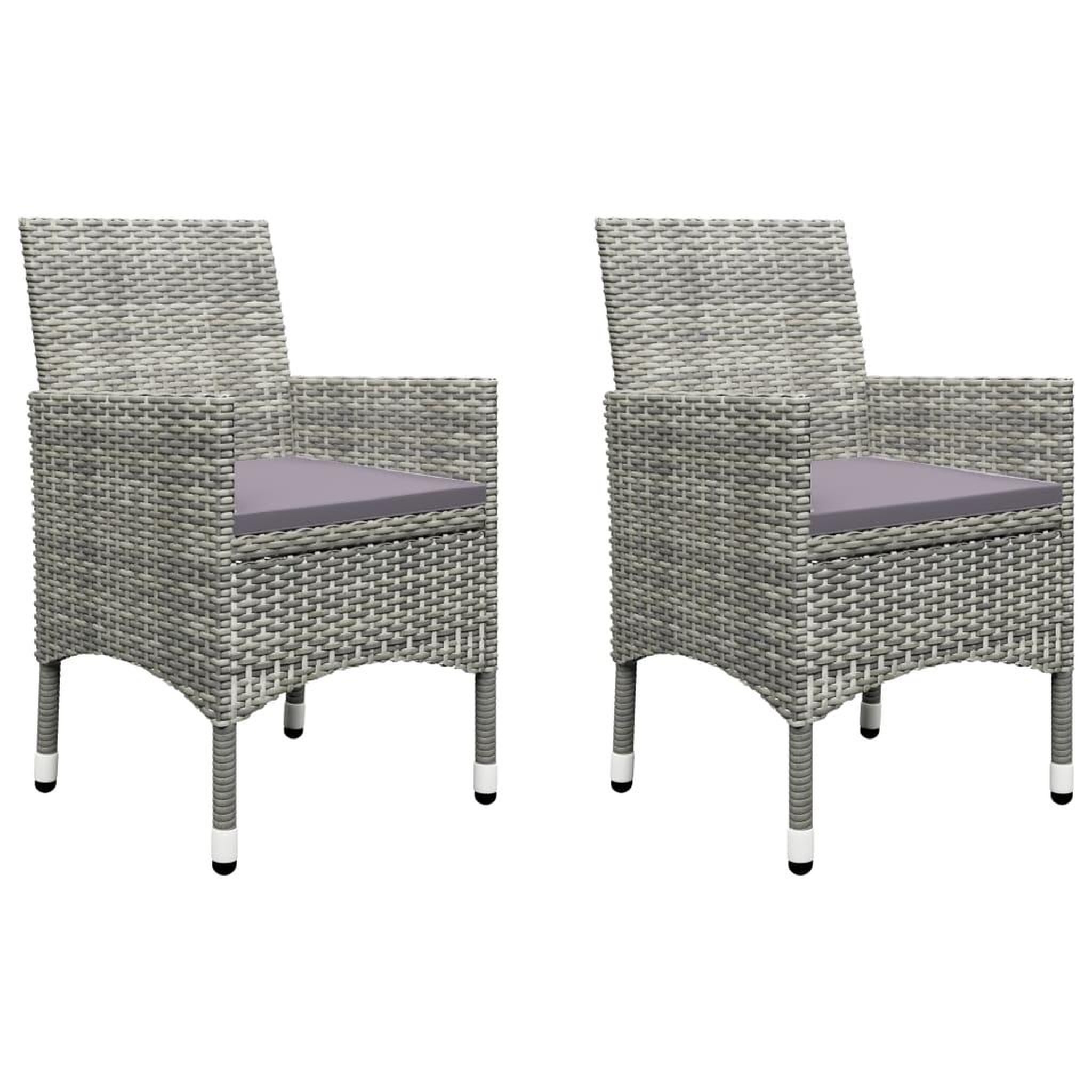 Voir la diapositive 3 : VIDAXL Ensemble de bistro 3 pcs resine tressee et verre trempe gris