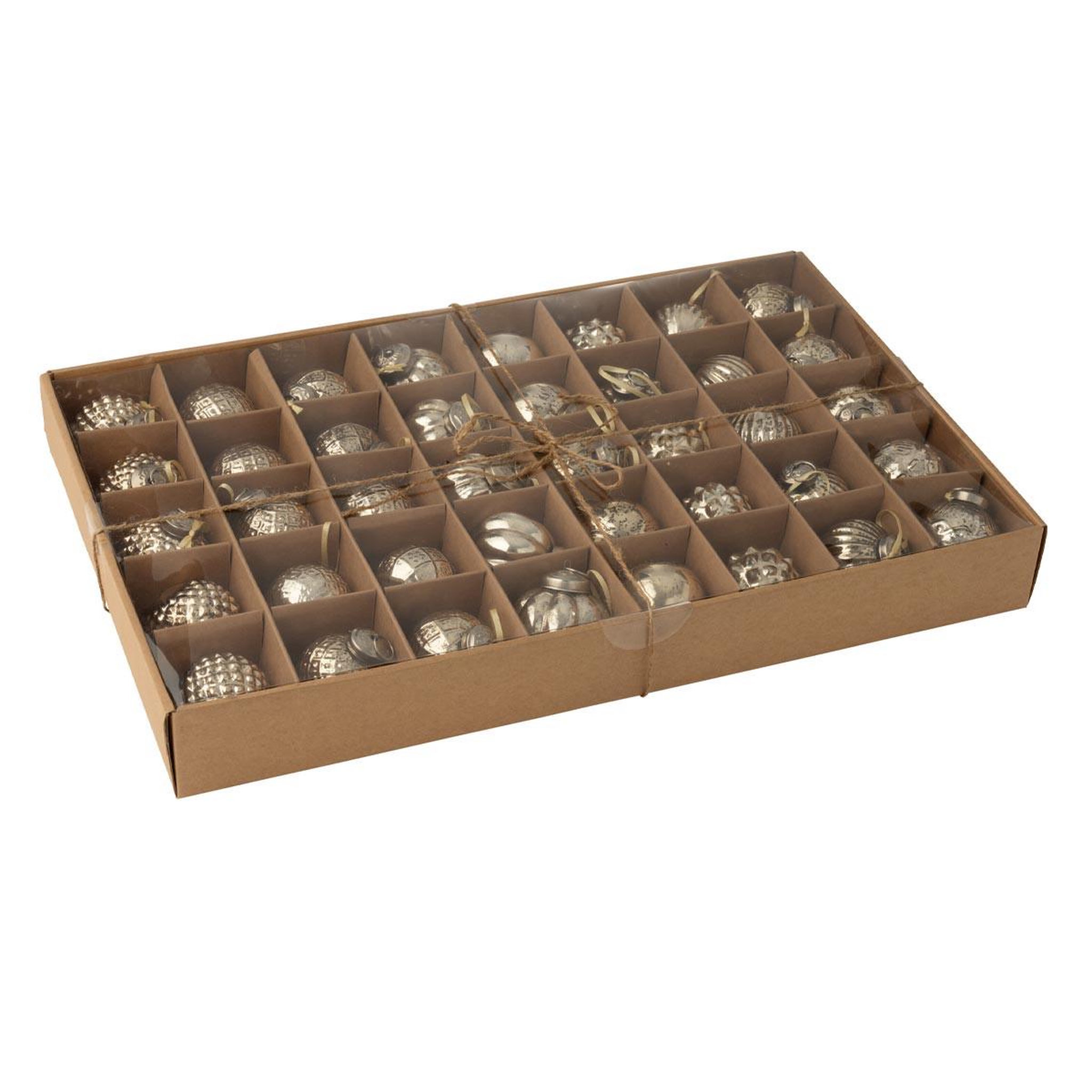 Voir la diapositive 2 : J-LINE Lot de 40 boules de noël  8 motifs  6cm doré