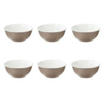 SECRET DE GOURMET Lot de 6 Bols en Porcelaine  Nature  52cl Taupe