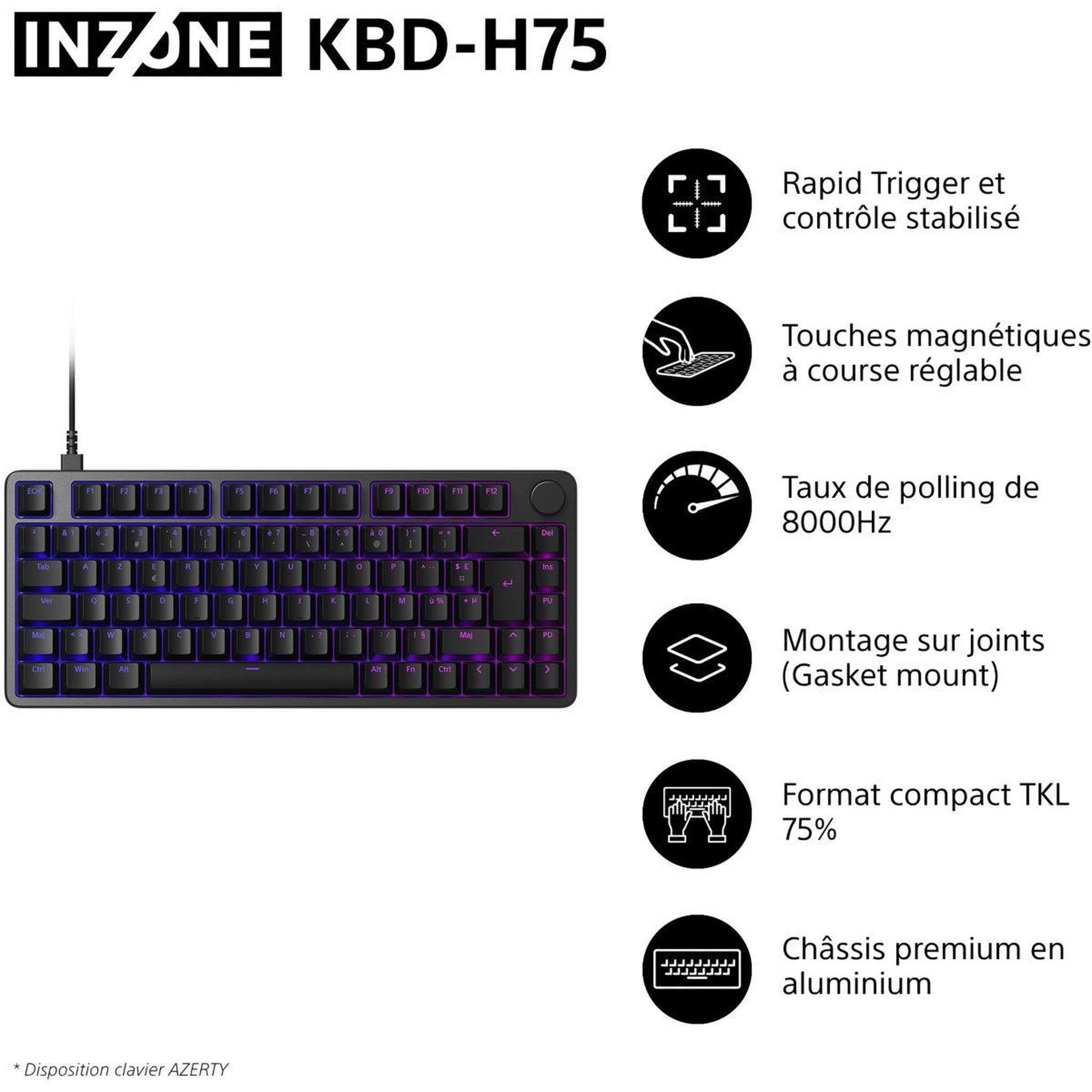 Voir la diapositive 2 : SONY Clavier gamer inzone kbd-h75