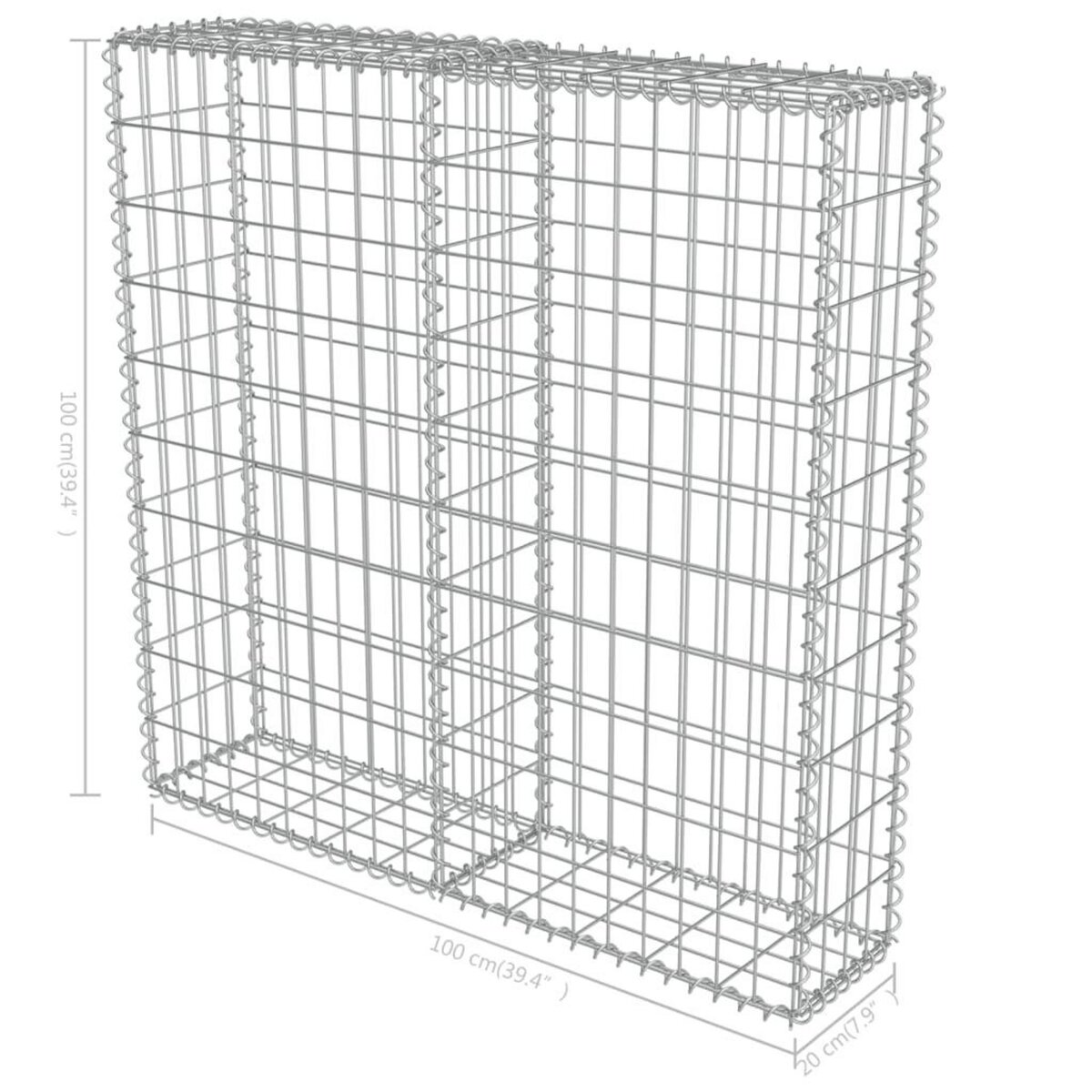 VIDAXL Mur a gabion avec couvercles Acier galvanise 100x20x100 cm
