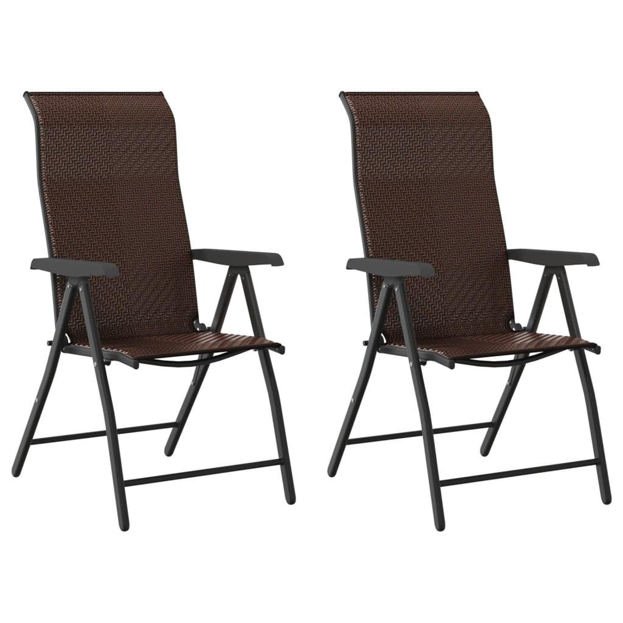 Voir la diapositive 2 : VIDAXL Chaises pliables de jardin lot de 2 marron resine tressee