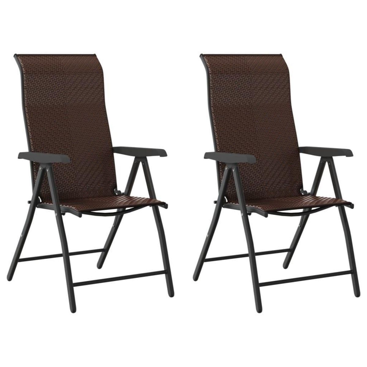 VIDAXL Chaises pliables de jardin lot de 2 marron resine tressee