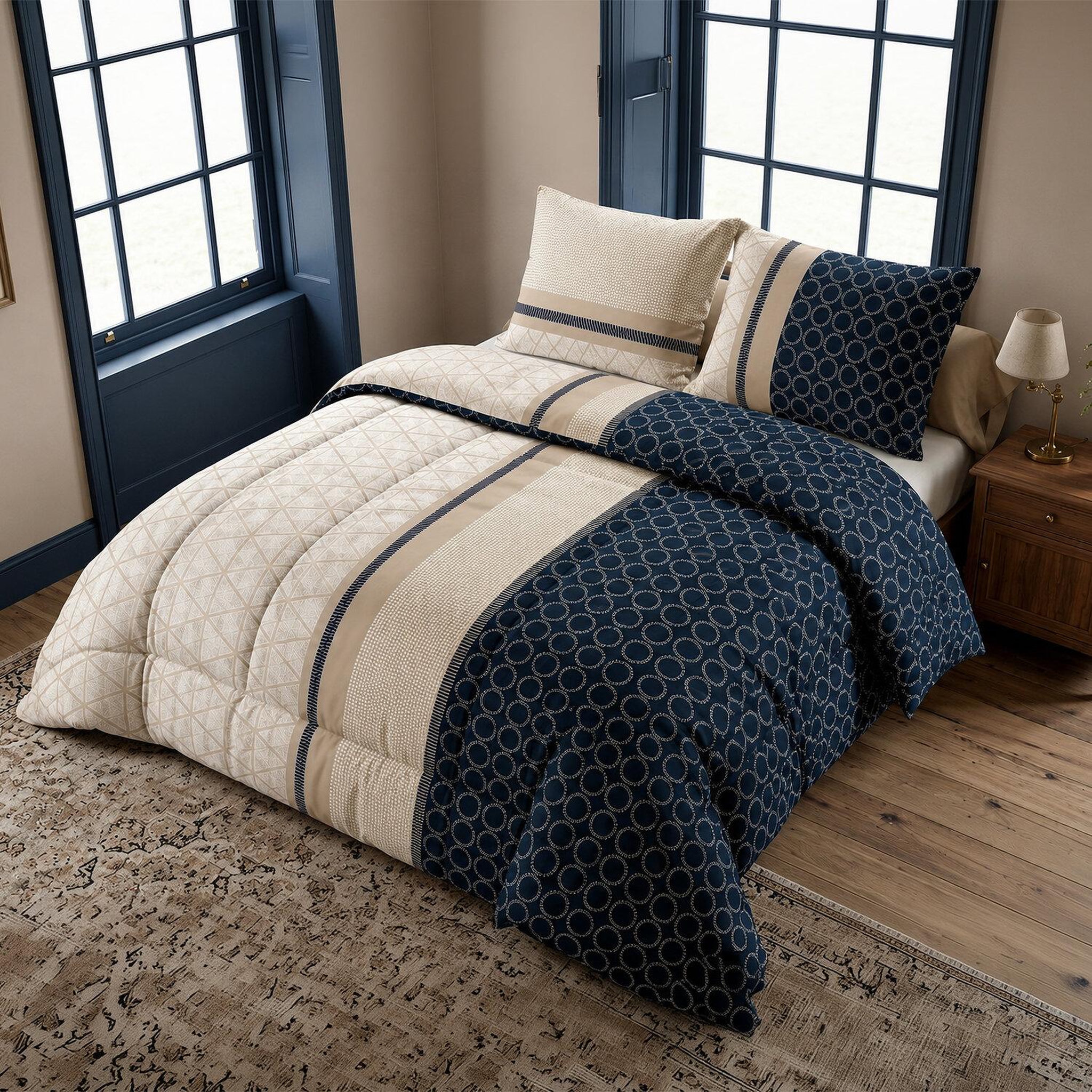 Voir la diapositive 3 : ATELIER DU COTON Parure de couette 3pcs 100%coton 57fils/cm2- nairobi
