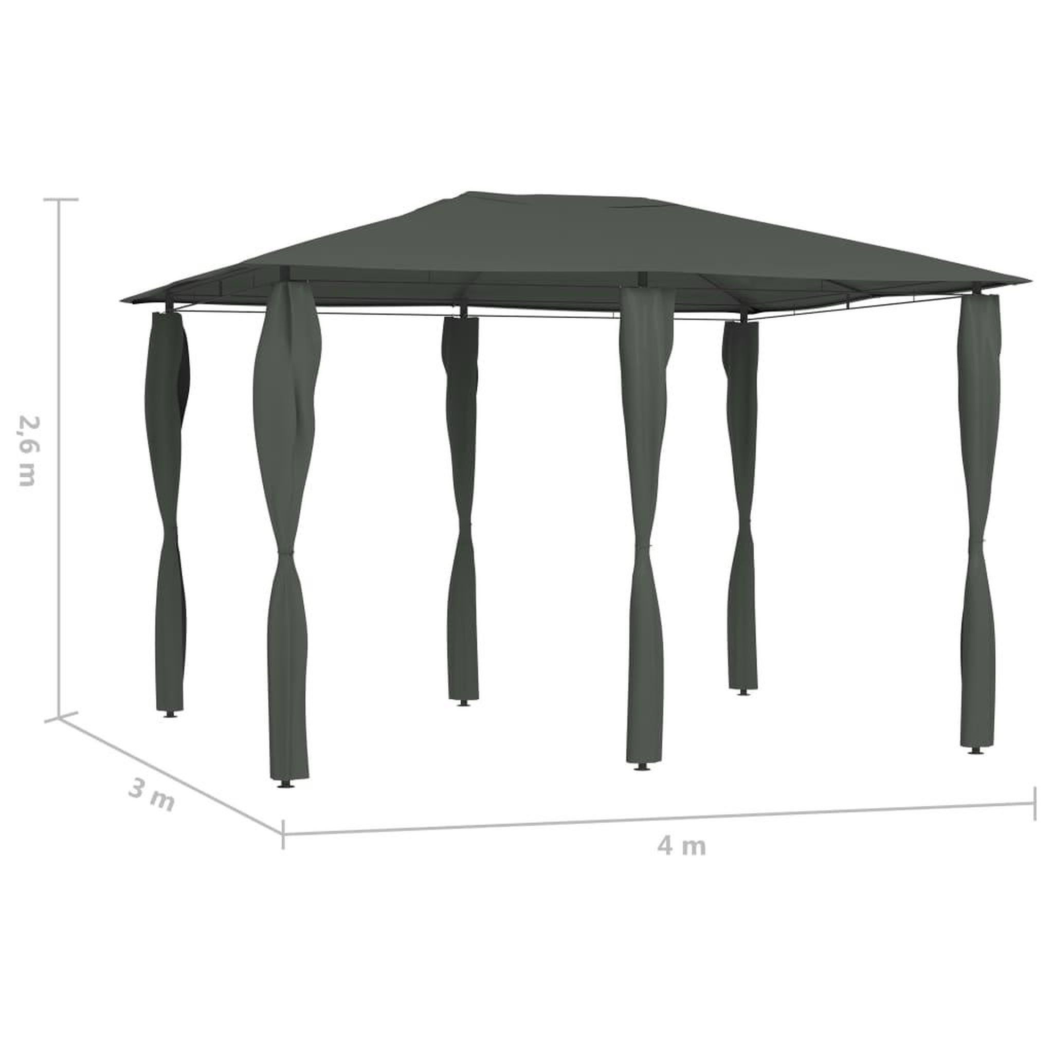 Voir la diapositive 5 : VIDAXL Belvedere a revetement de poteaux 3x4x2,6 m Anthracite 160 g/m^2