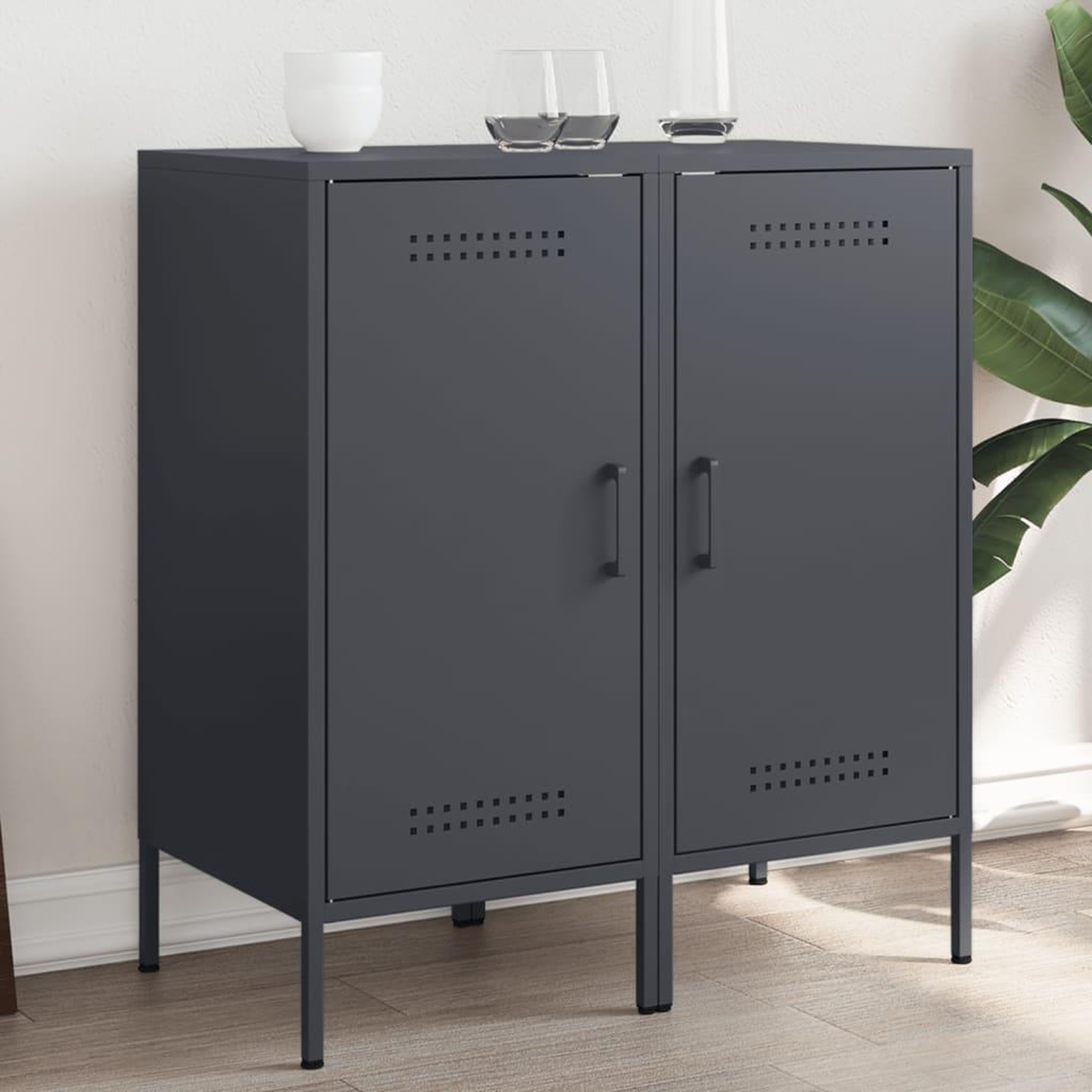VIDAXL Buffets 2 pcs anthracite 36x39x79 cm acier