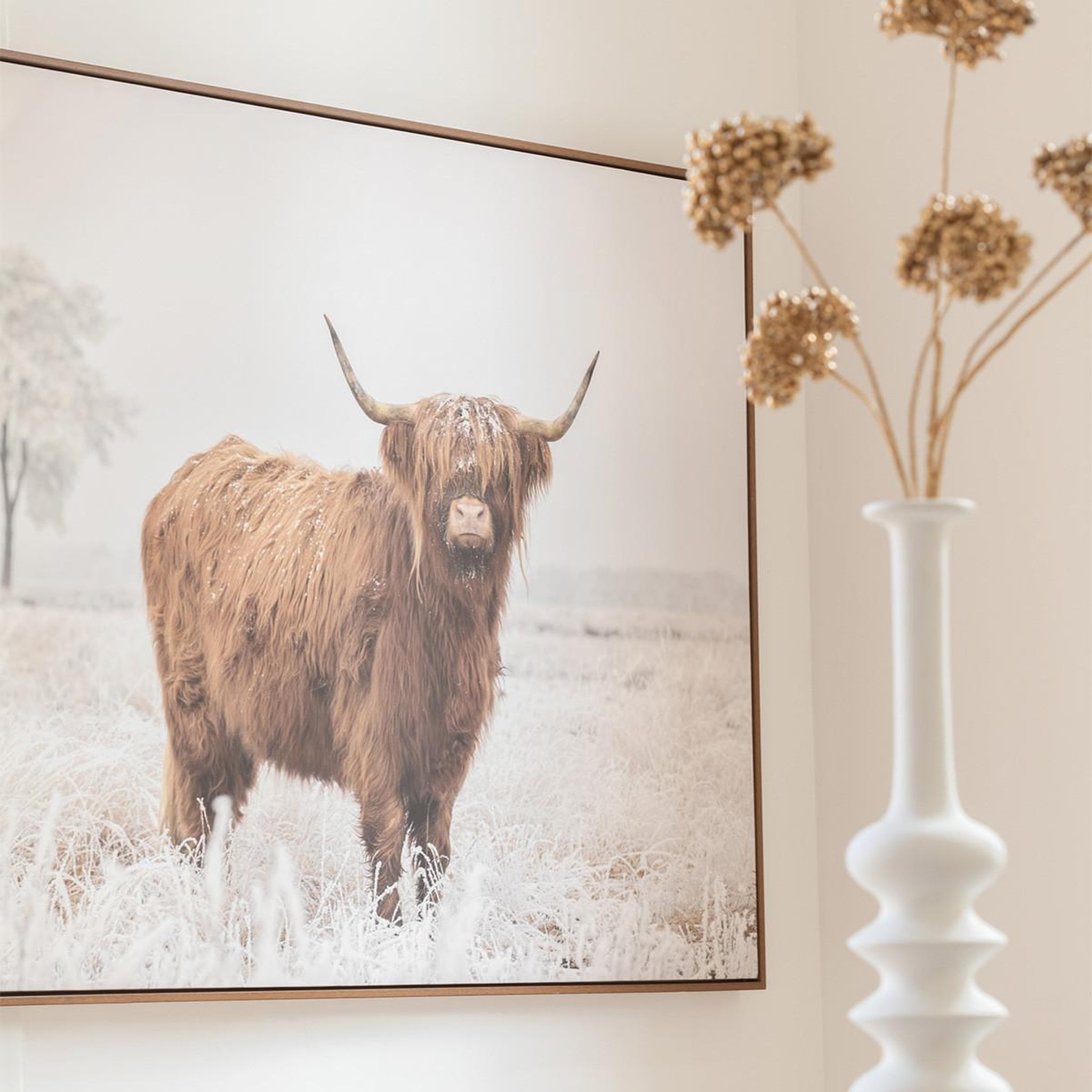 Voir la diapositive 4 : J-LINE Tableau imprimé déco  paysage yack  103x143cm marron