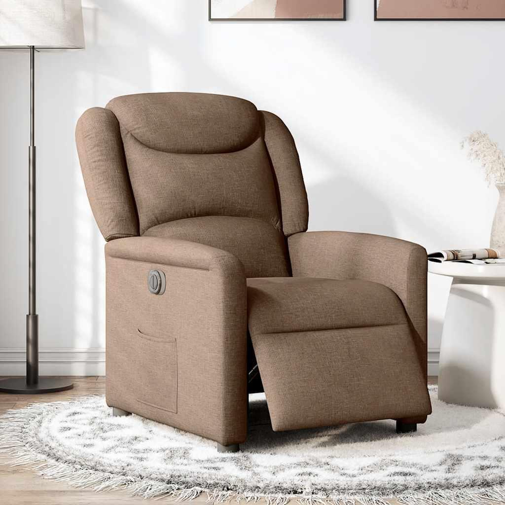 Voir la diapositive 2 : VIDAXL Fauteuil inclinable electrique Marron Tissu