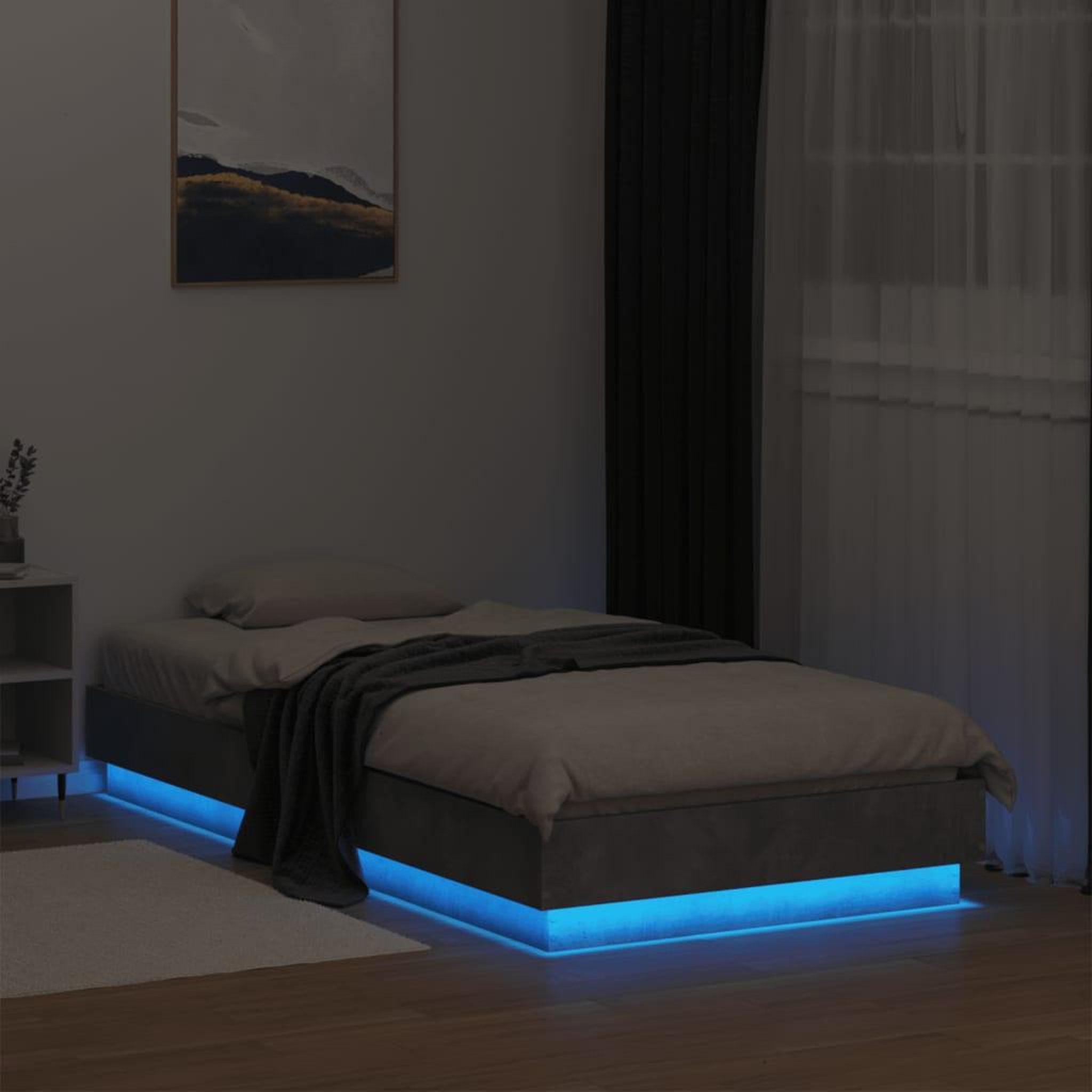 Voir la diapositive 5 : VIDAXL Cadre de lit sans matelas avec lumieres LED gris beton 75x190cm