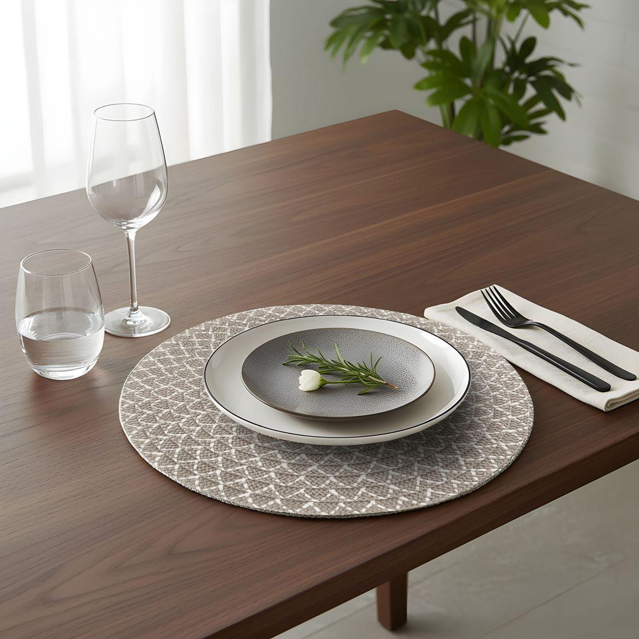 Voir la diapositive 3 : Douceur d'Intérieur Set de table rond  rosace  38cm naturel