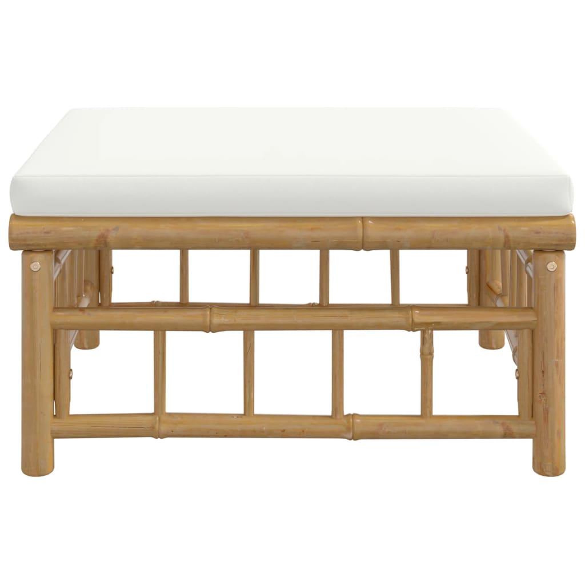 Voir la diapositive 4 : VIDAXL Repose-pieds de jardin avec coussin blanc creme bambou