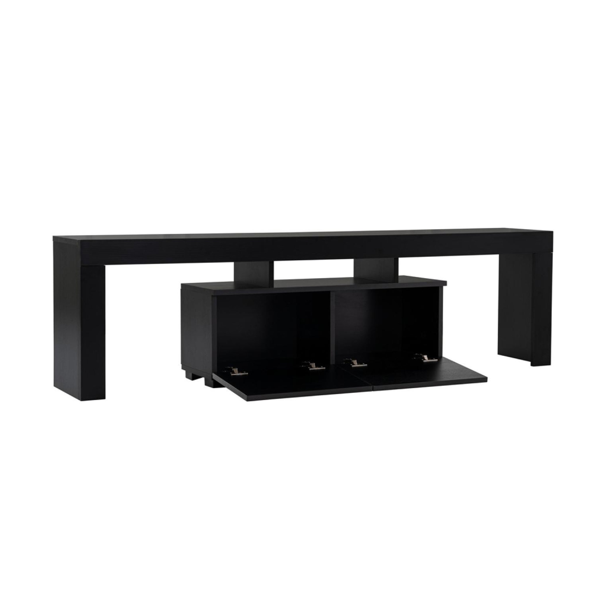 Voir la diapositive 6 : CONCEPT USINE Meuble tv avec placards bois noir 180cm basi