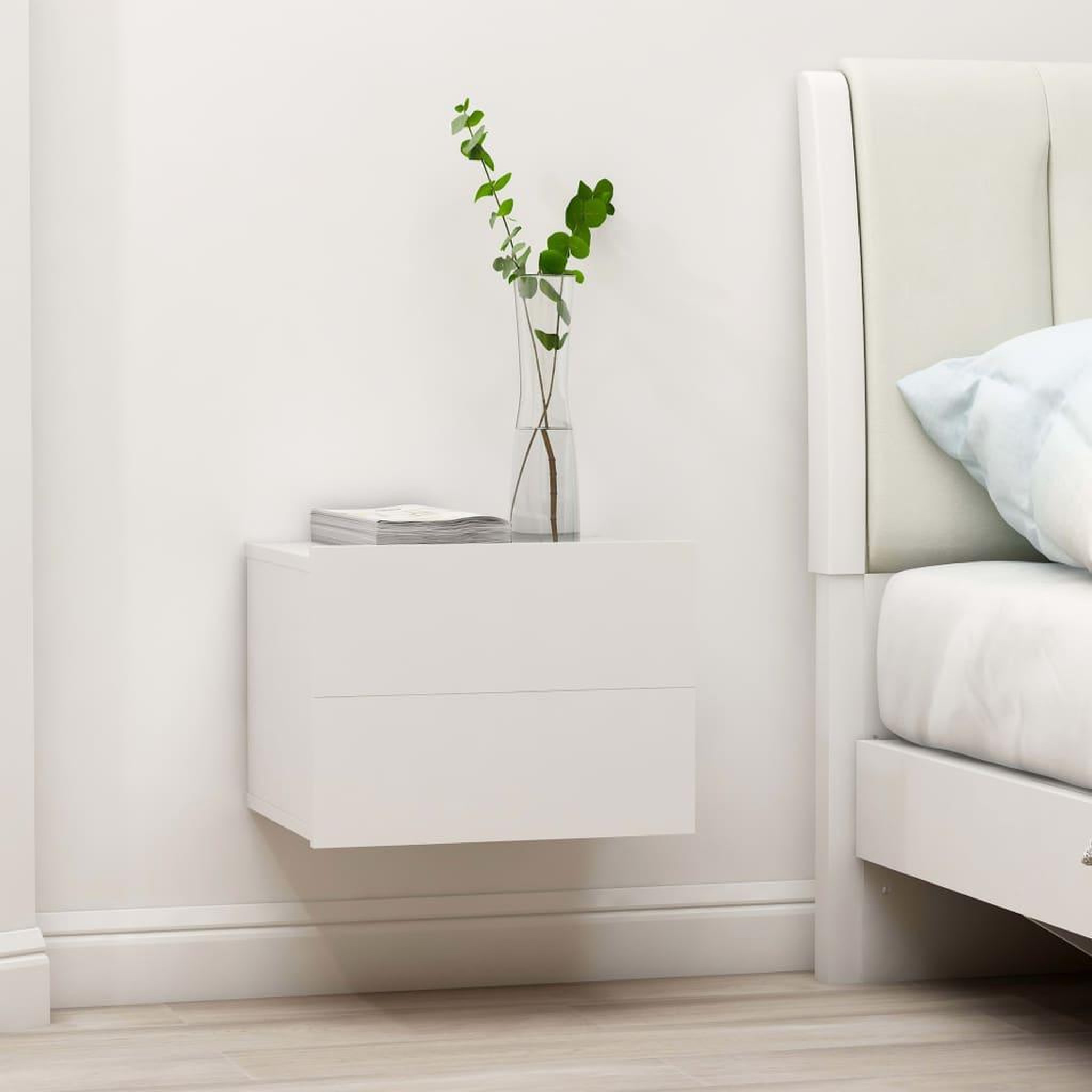 Voir la diapositive 1 : VIDAXL Tables de chevet 2 pcs Blanc 40x30x30 cm Bois d'ingenierie