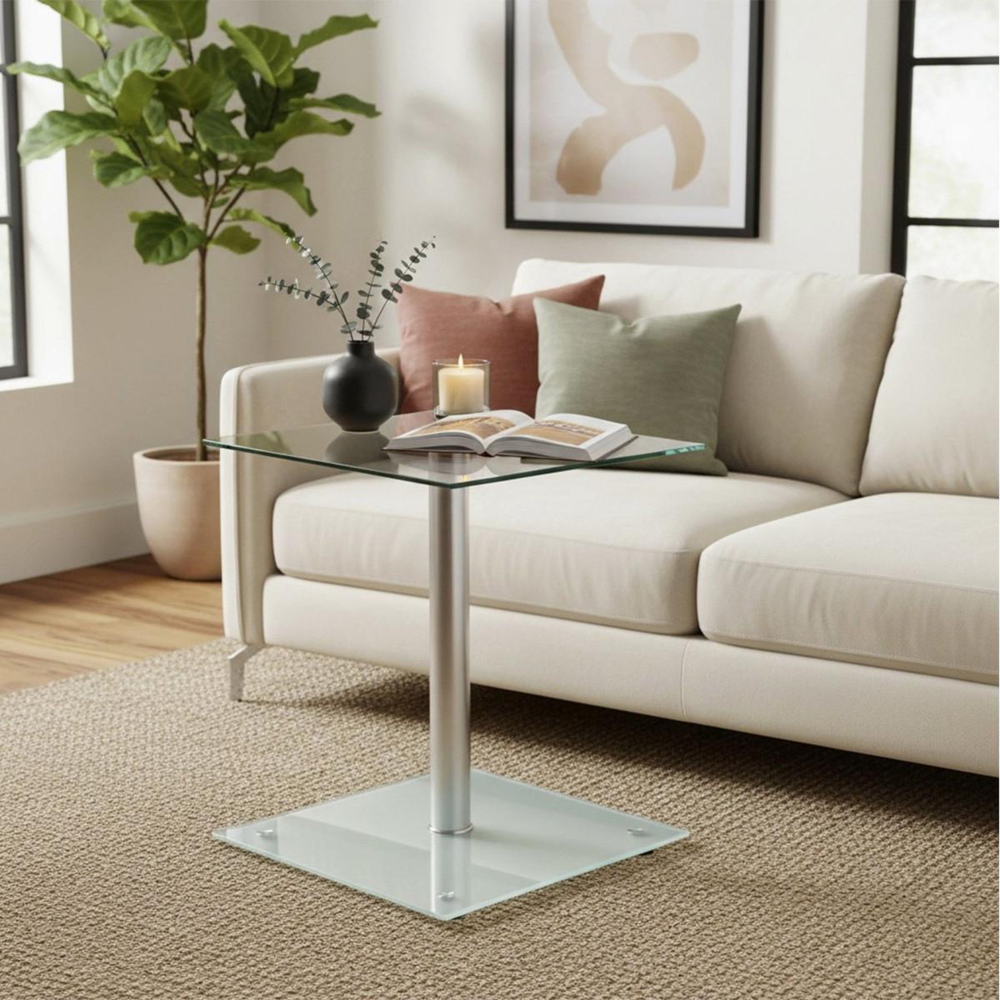 Voir la diapositive 2 : Paris Prix Table d'appoint en verre  nolan  52cm transparent