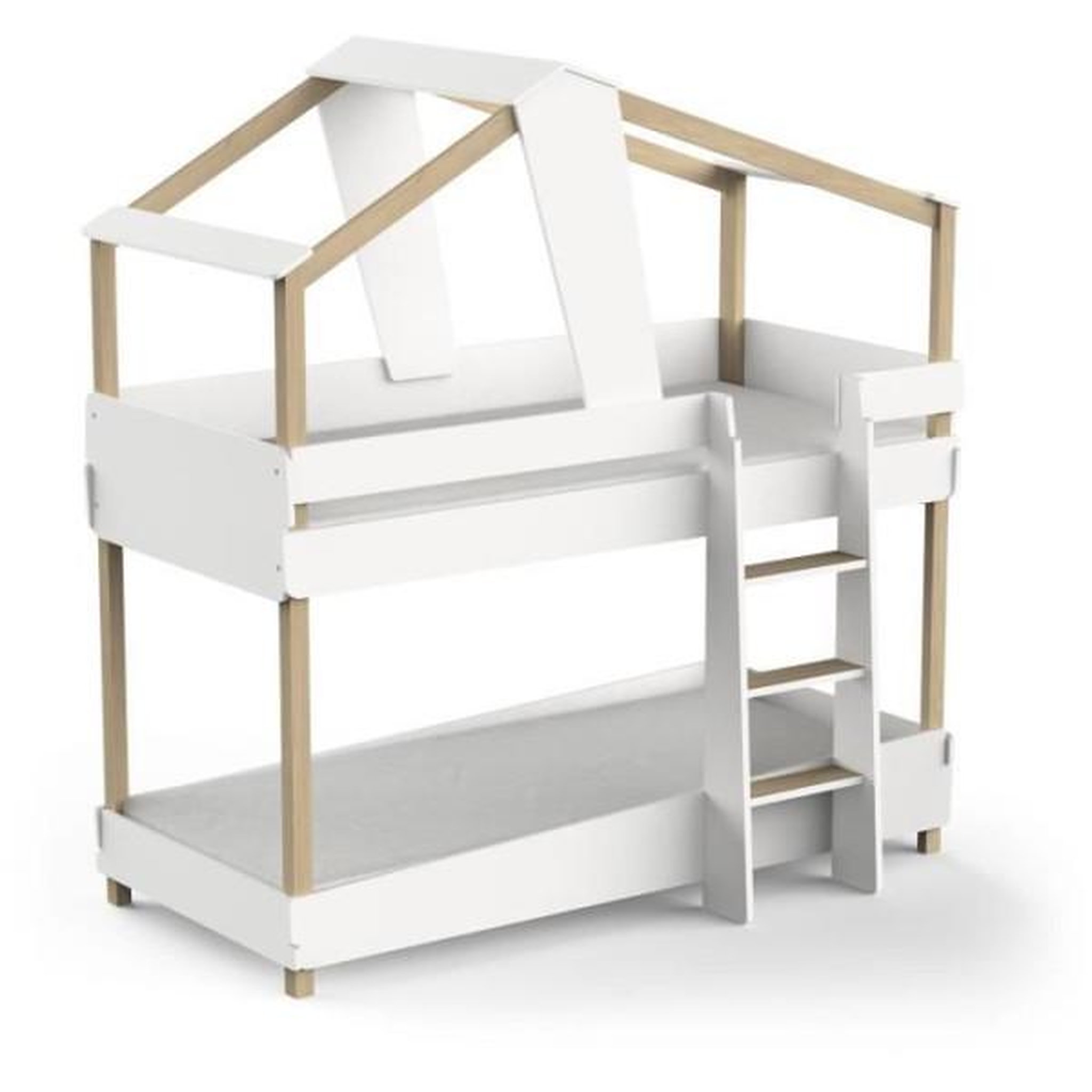 Voir la diapositive 5 : Habitat et Jardin Lit cabane superposé bois  Timber  - 90 x 200 cm - Blanc