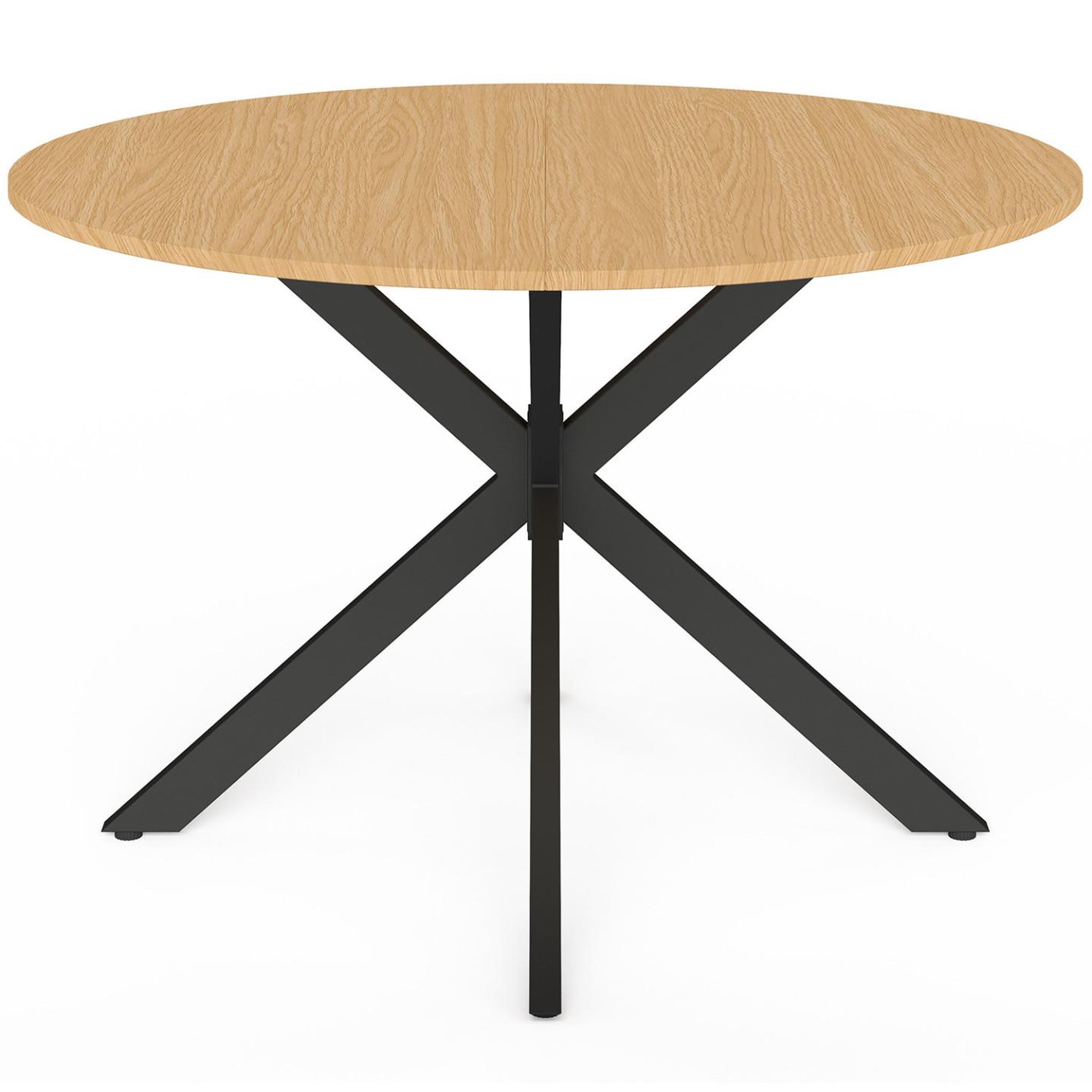 Voir la diapositive 3 : ID MARKET Salon de jardin messina table ronde 120 cm pied araignée plateau métal effet bois et 6 chaises empilables noires