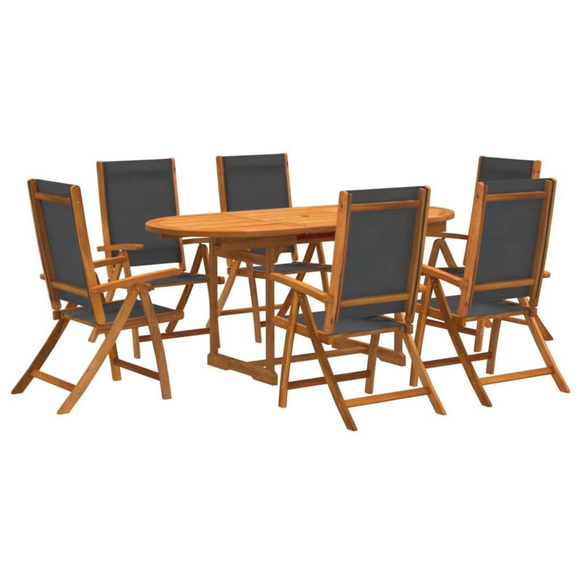 VIDAXL Ensemble a Manger de jardin 7pcs bois d'acacia solide textilene