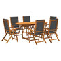 Voir la diapositive 2 : VIDAXL Ensemble a Manger de jardin 7pcs bois d'acacia solide textilene