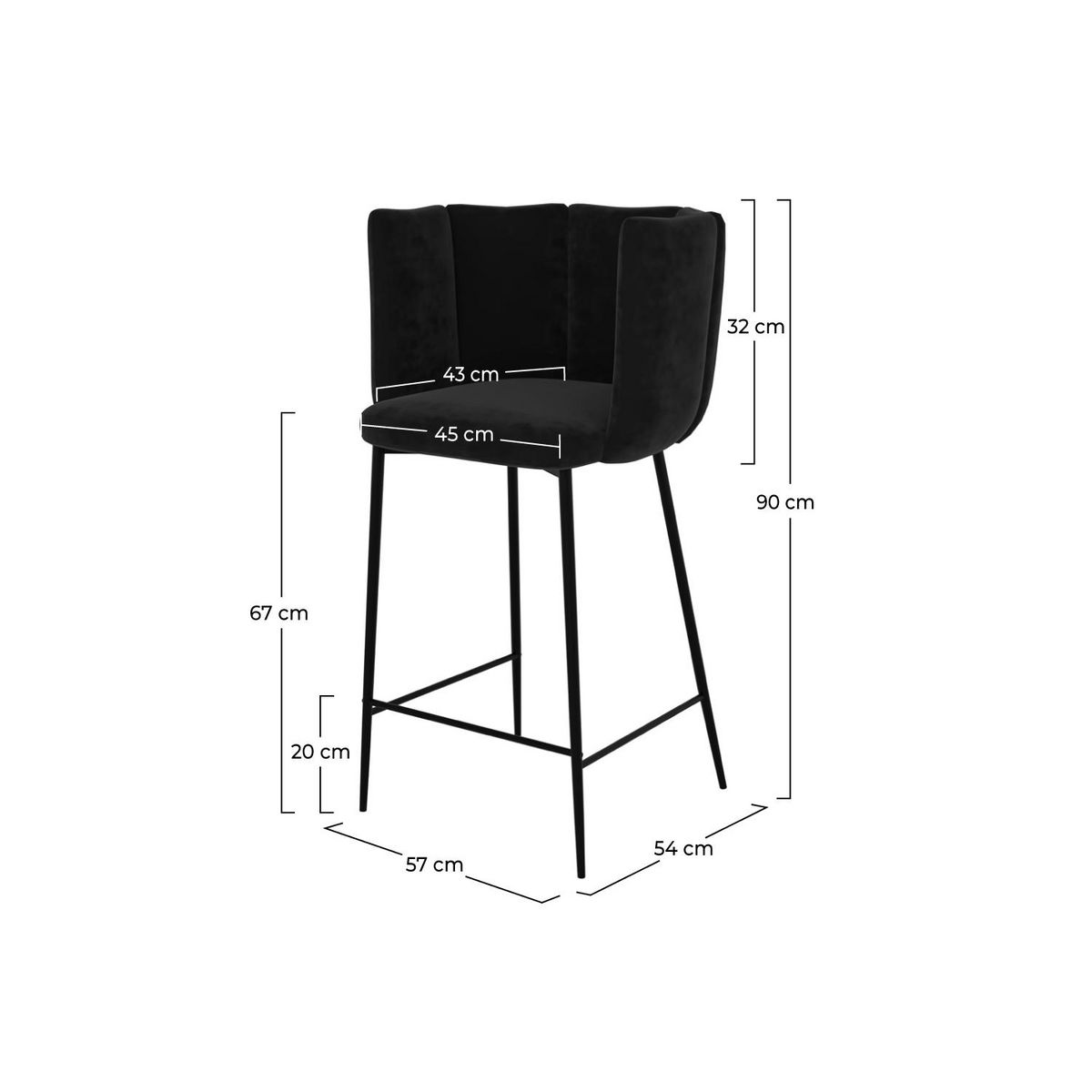 Rendez vous déco Lot de 2 chaises pour îlot central 67 cm en velours bleu - Rosy