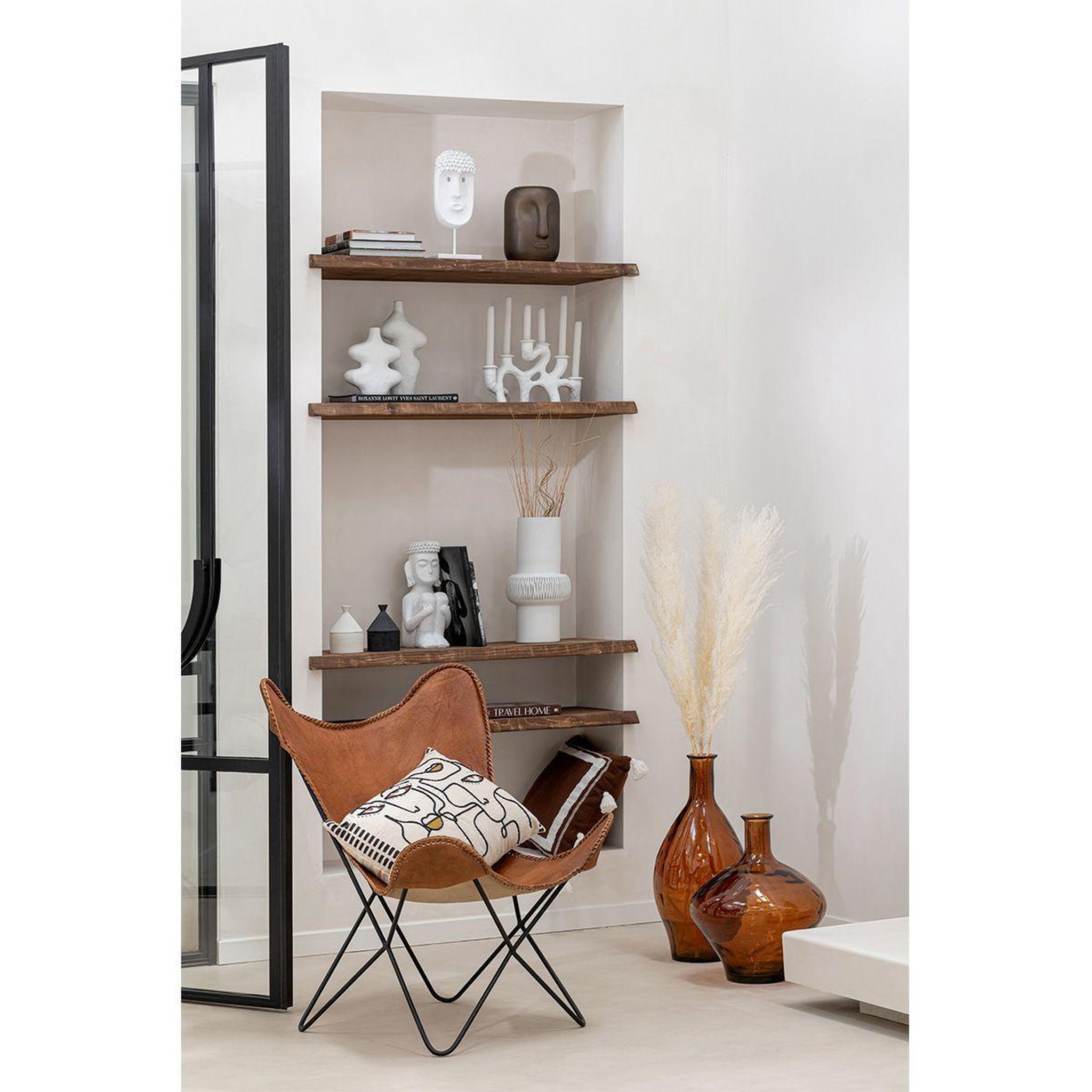 Voir la diapositive 4 : J-LINE Vase design en verre  cherry  60cm marron