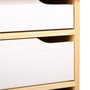 IDIMEX Bureau HUGO avec rangement 5 tiroirs style scandinave en pin massif vernis naturel et lasuré blanc