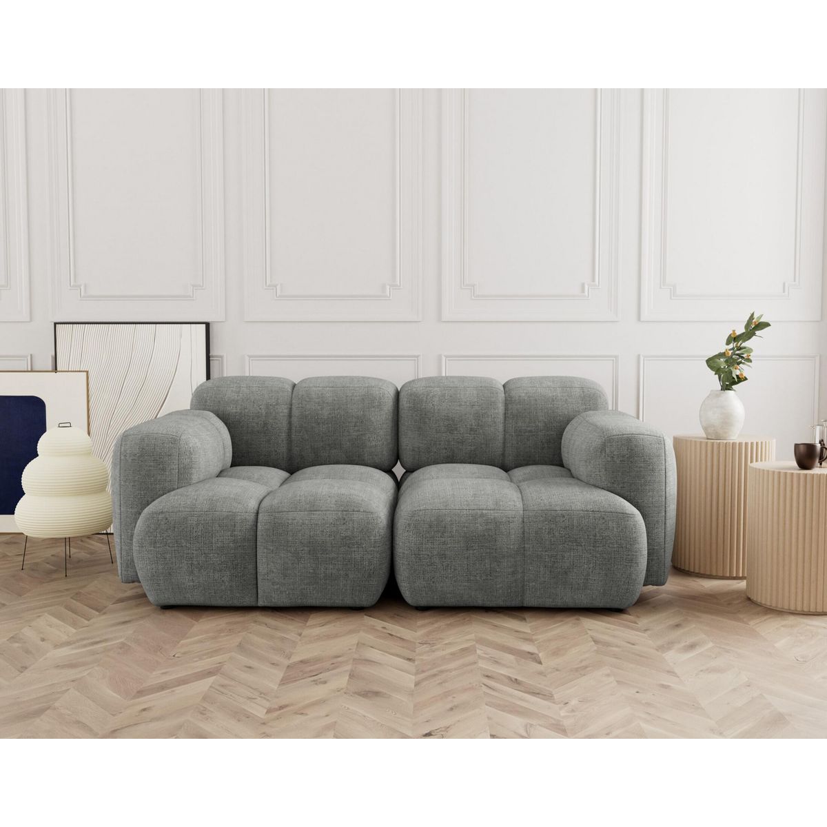 LISA DESIGN Grace - canapé modulable 2 places en velours texturé