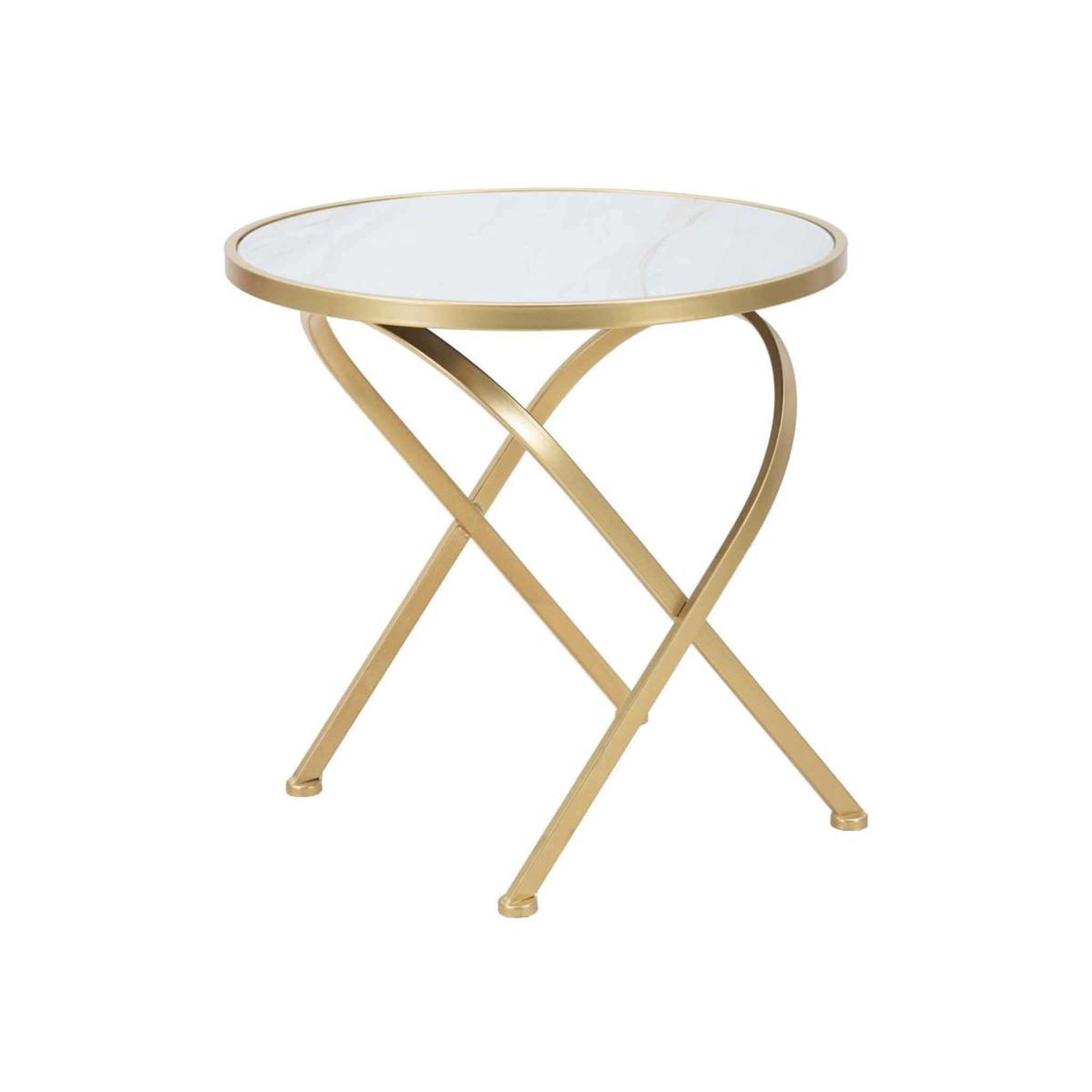 Voir la diapositive 5 : Paris Prix Table d'appoint effet marbre  glam  50cm blanc & or