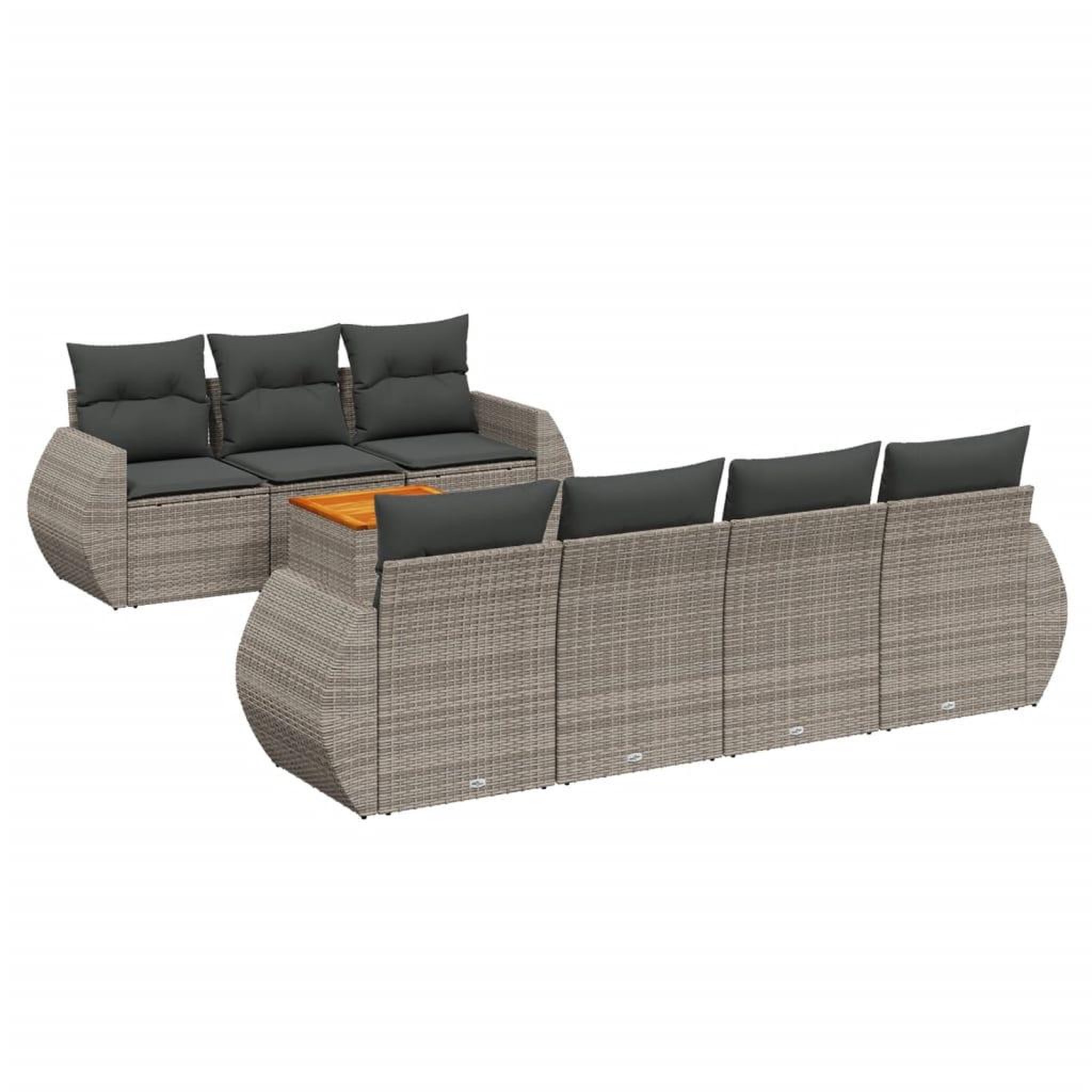 Voir la diapositive 2 : VIDAXL Salon de jardin 8 pcs avec coussins gris resine tressee