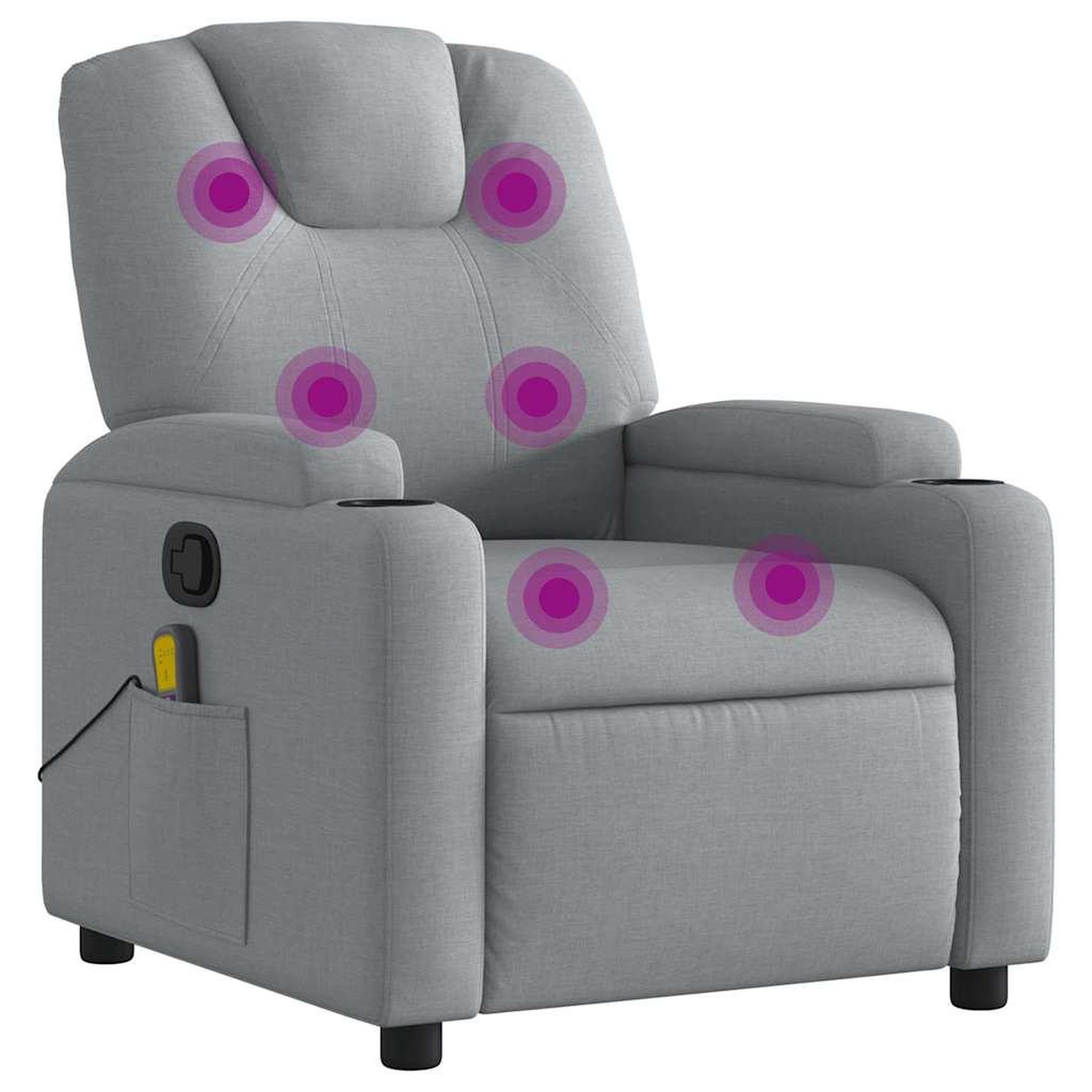 Voir la diapositive 2 : VIDAXL Fauteuil de massage inclinable Gris clair Tissu