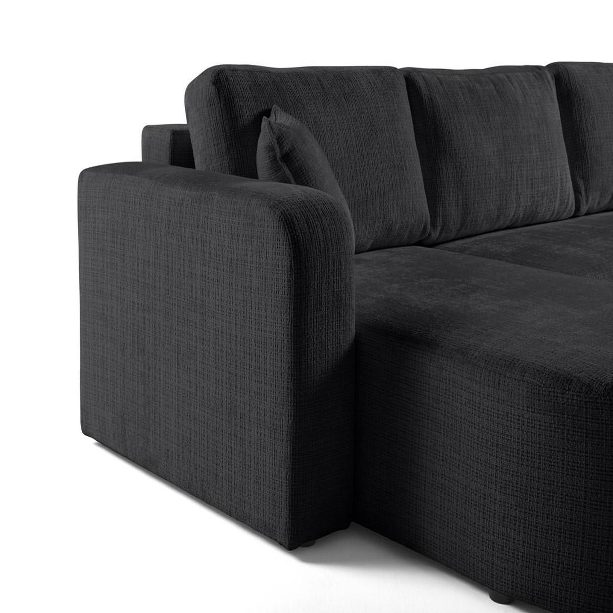 Voir la diapositive 5 : BEST MOBILIER Miro - canapé panoramique en u 7 places - convertible avec coffre - en velours texturé