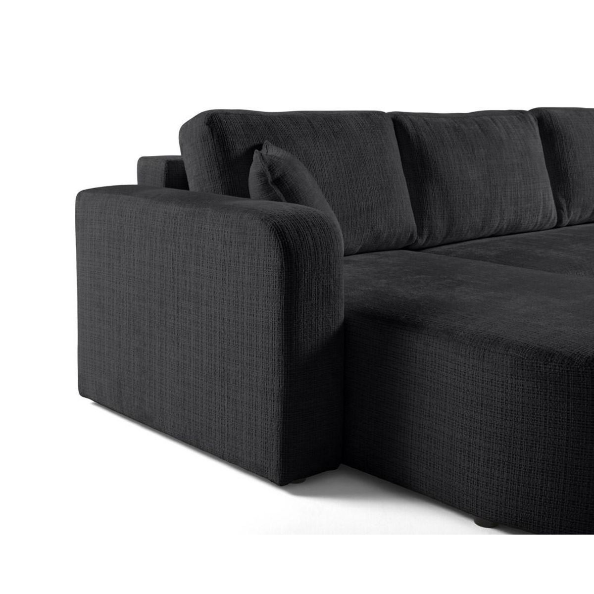 BEST MOBILIER Miro - canapé panoramique en u 7 places - convertible avec coffre - en velours texturé